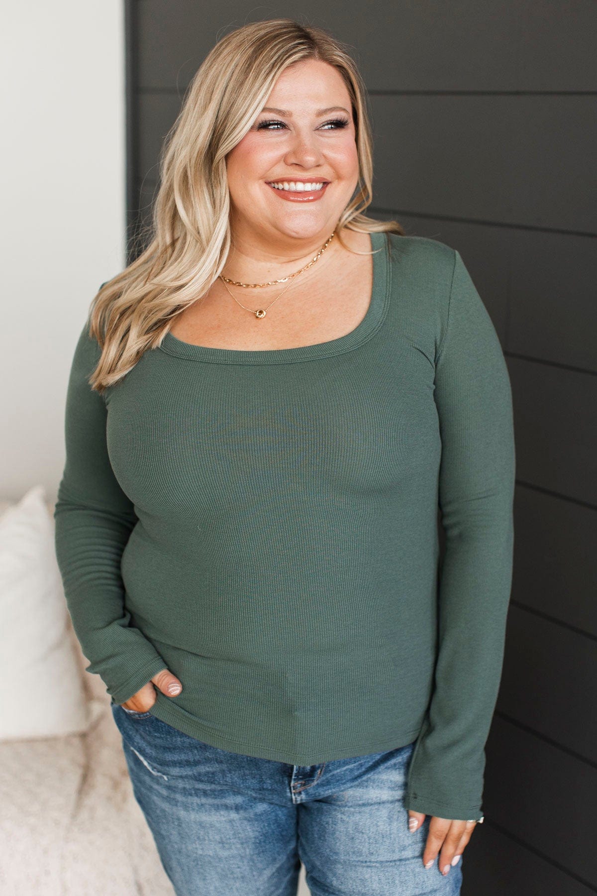 Inspiring Wonder Long Sleeve Top- Hunter Green - Image 2