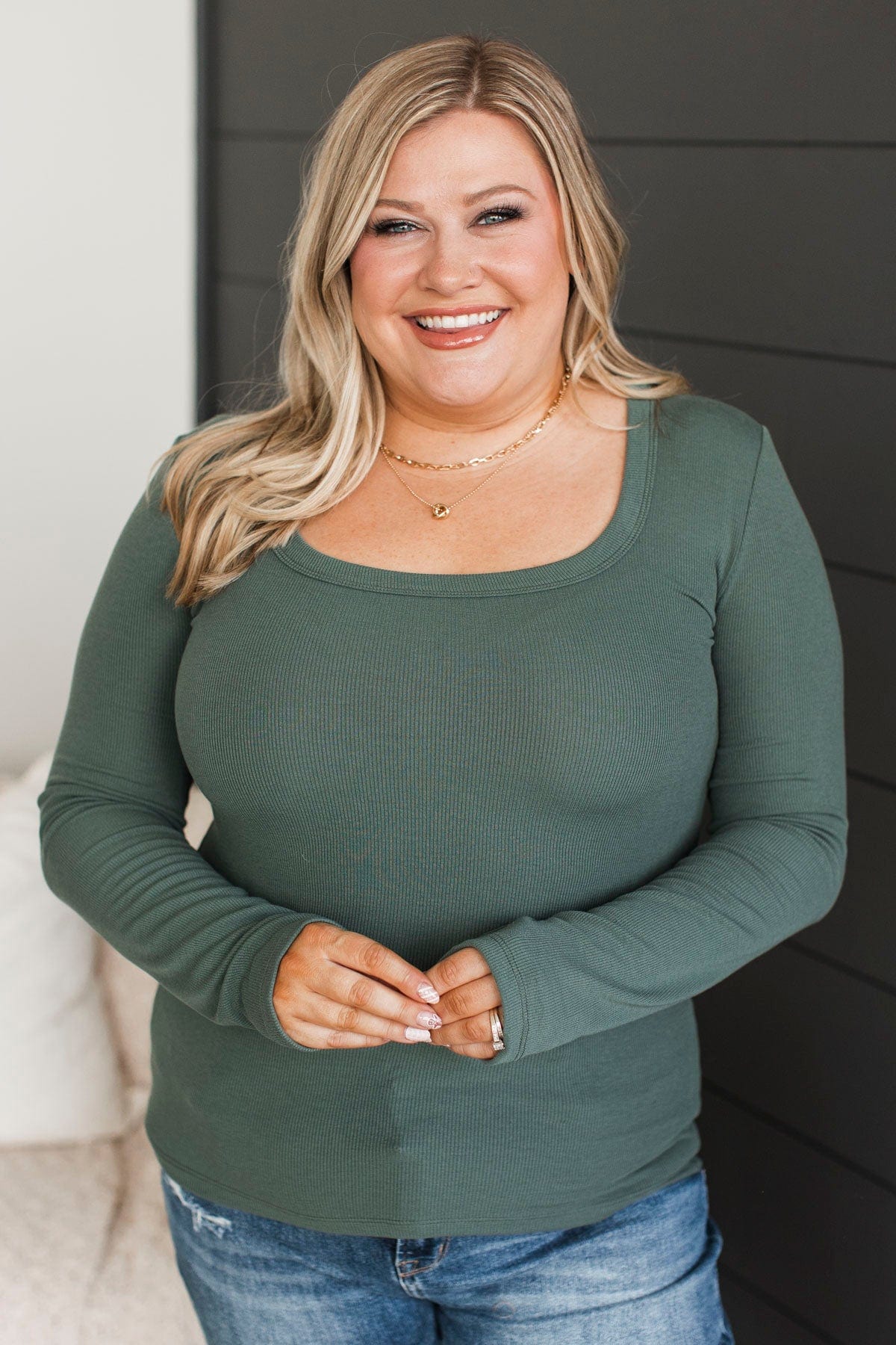 Inspiring Wonder Long Sleeve Top- Hunter Green - Image 4
