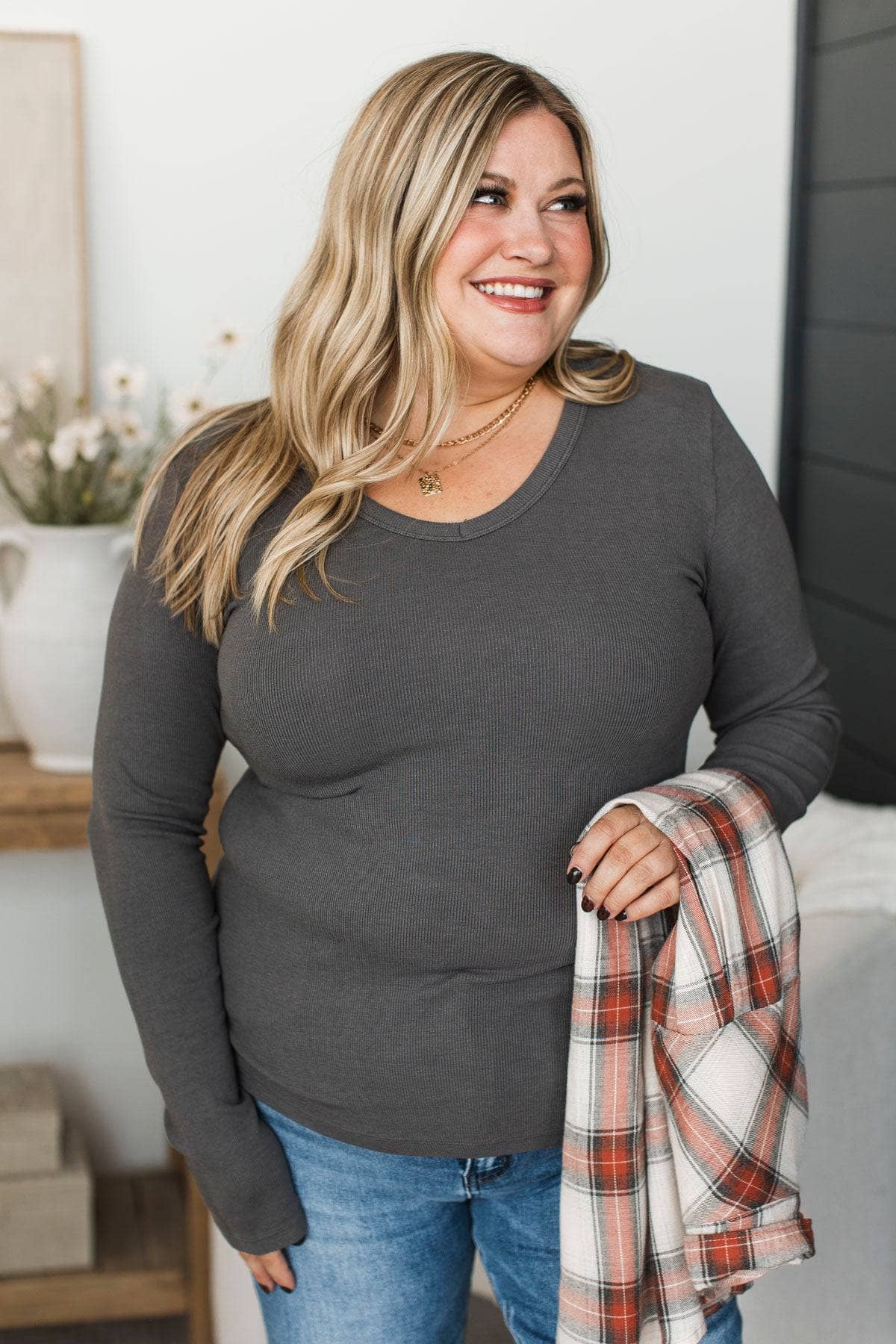 Intertwining Souls Long Sleeve Top- Charcoal - Image 2