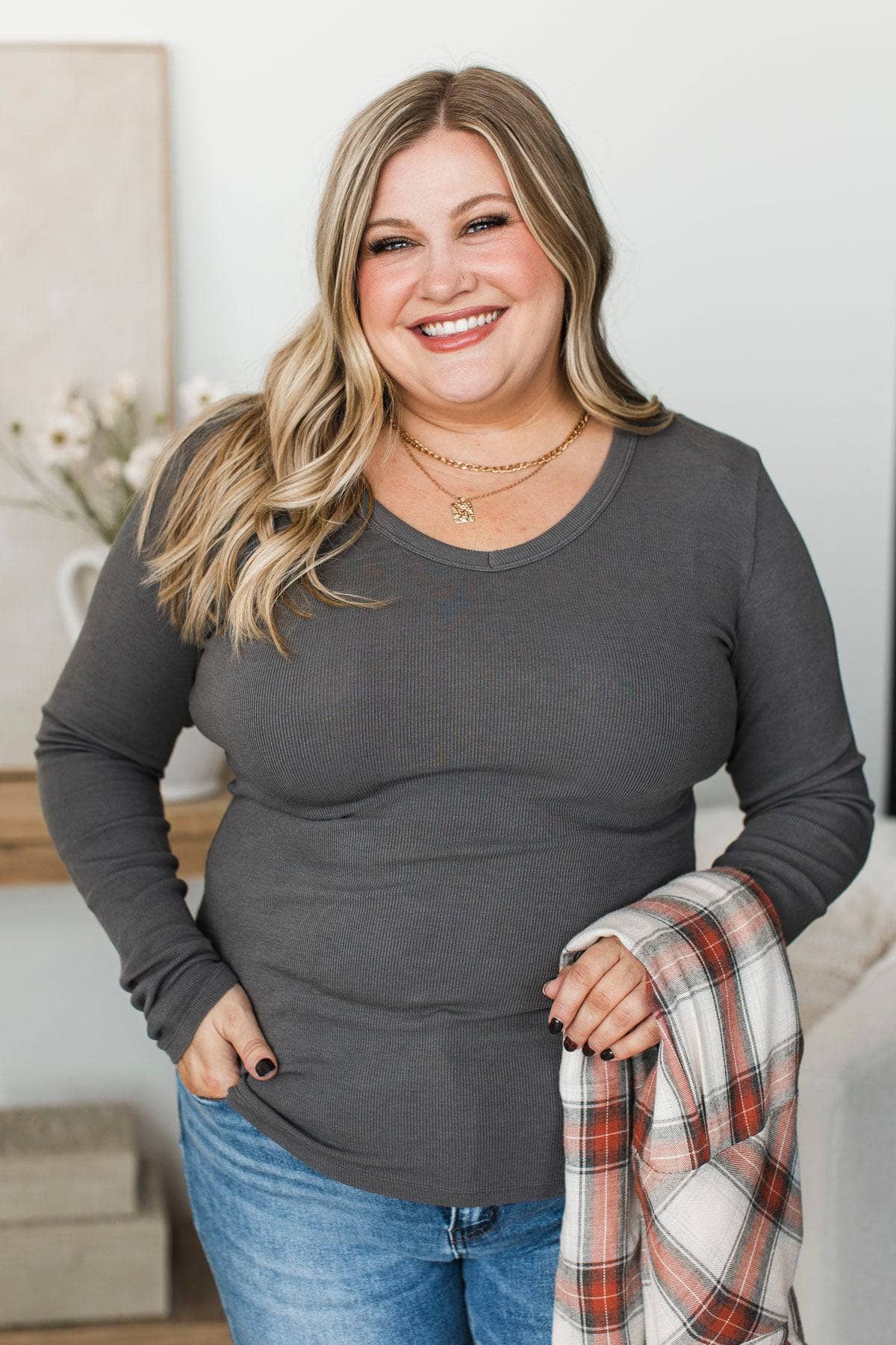 Intertwining Souls Long Sleeve Top- Charcoal - Image 4