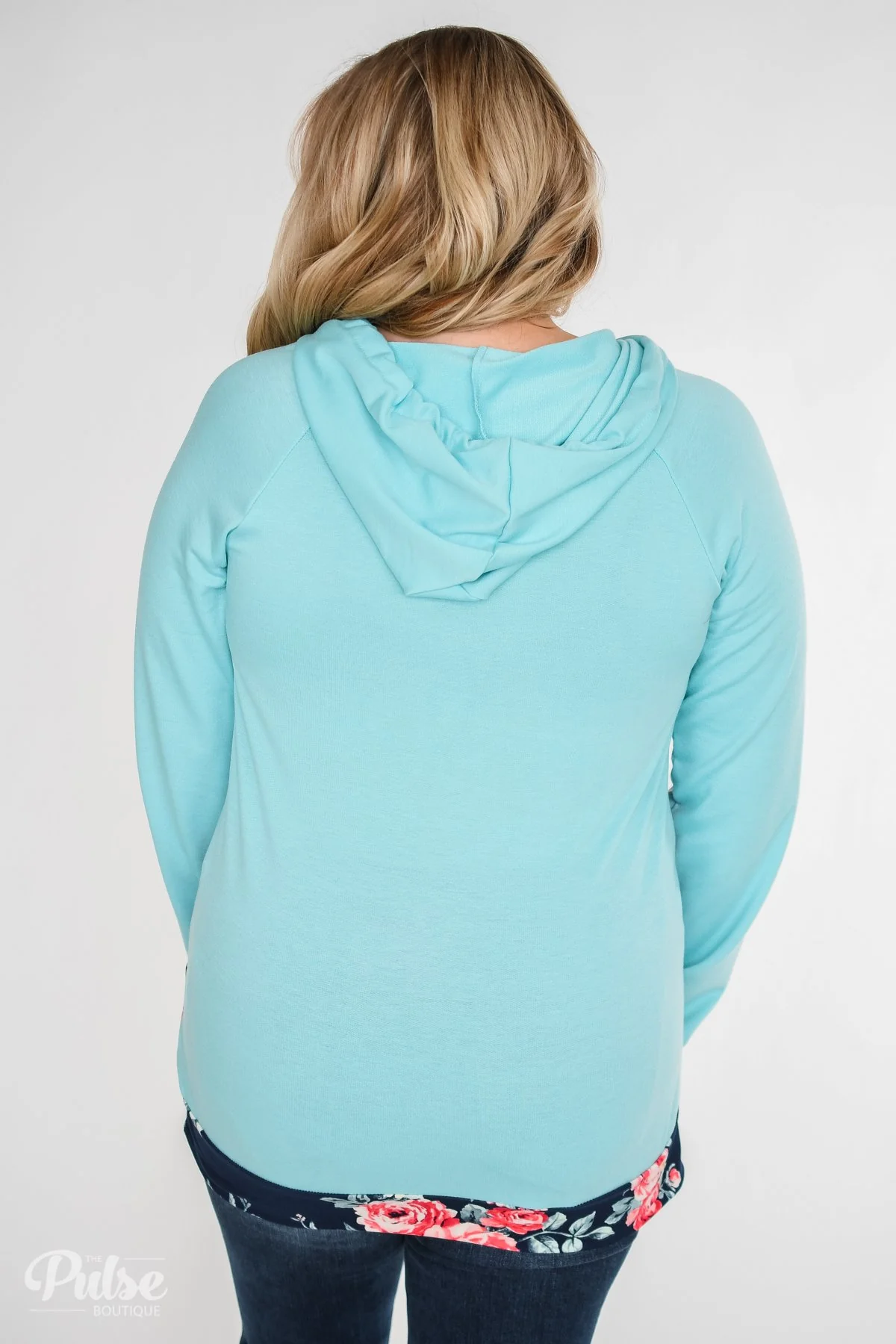 Into the Garden Floral Drawstring Hoodie- Navy & Turquoise - Image 15