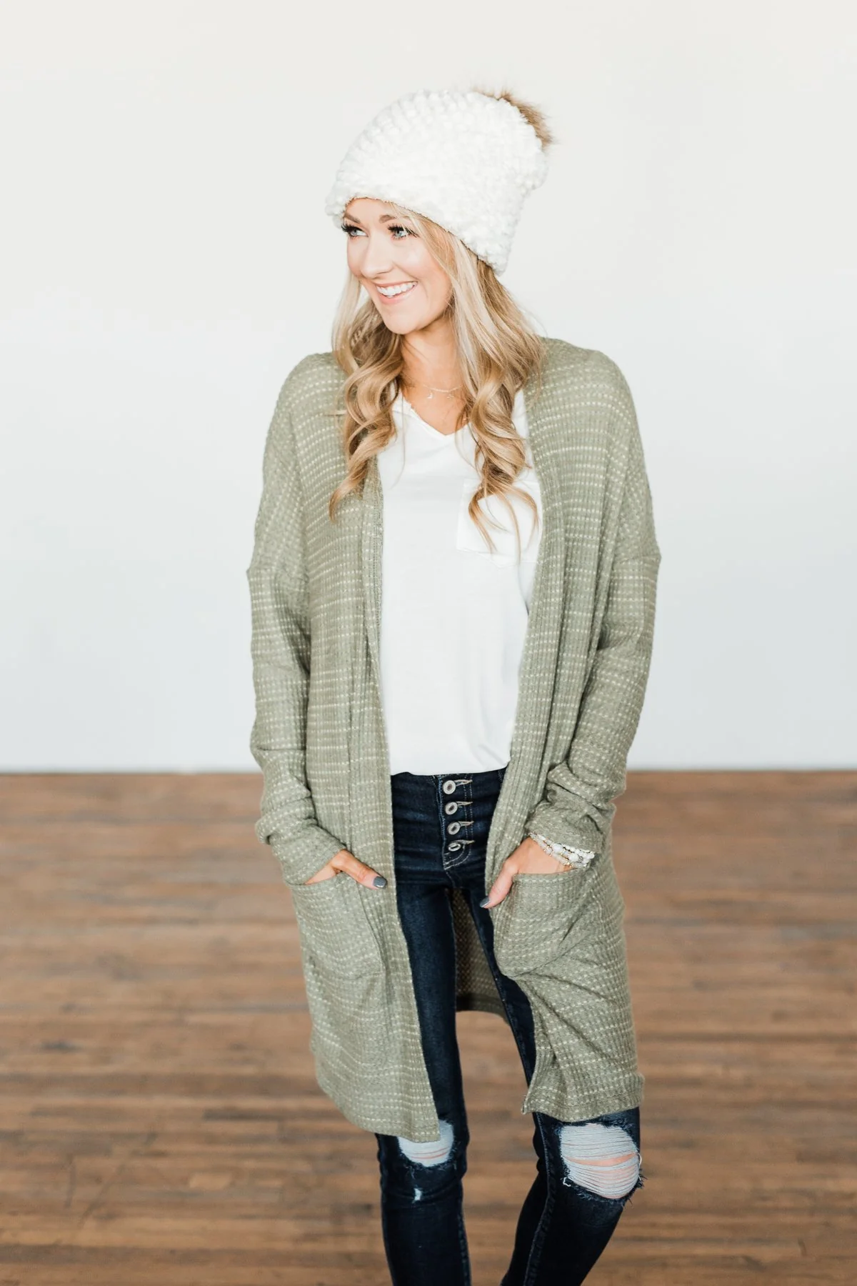 Into The Stars Lightweight Cardigan- Sage - Image 2