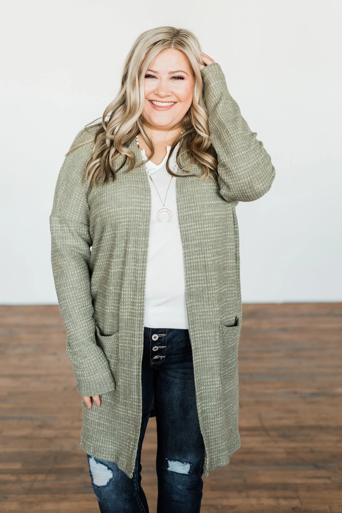 Into The Stars Lightweight Cardigan- Sage - Image 6