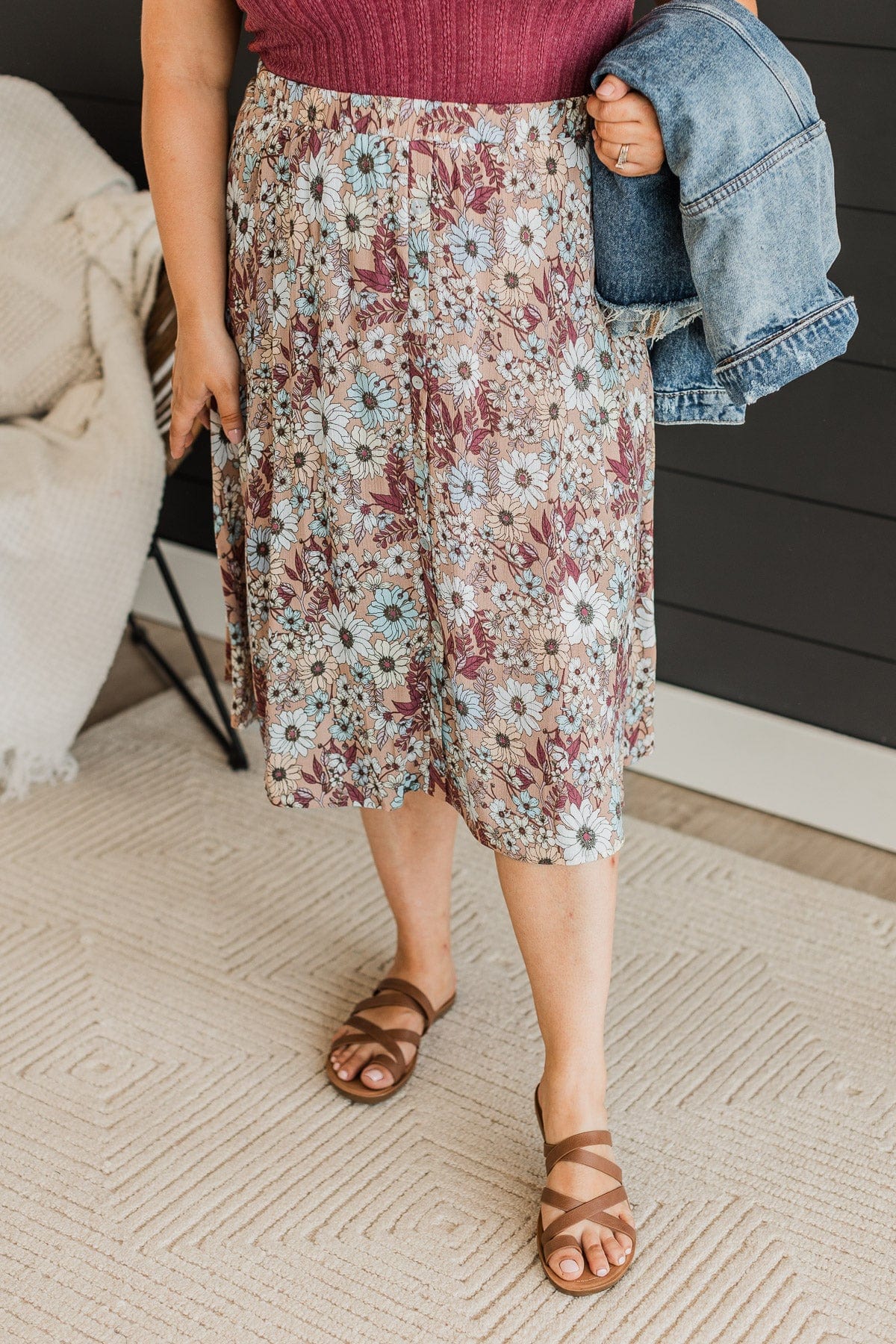 Irreplaceable Feeling Floral Skirt- Taupe - Image 2