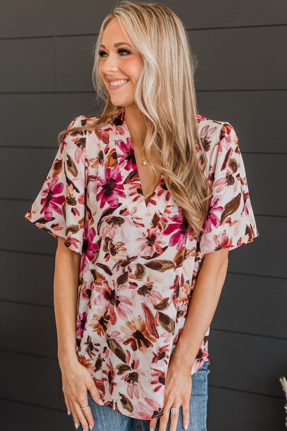 Irresistible Love Floral Top- Ivory - Image 4
