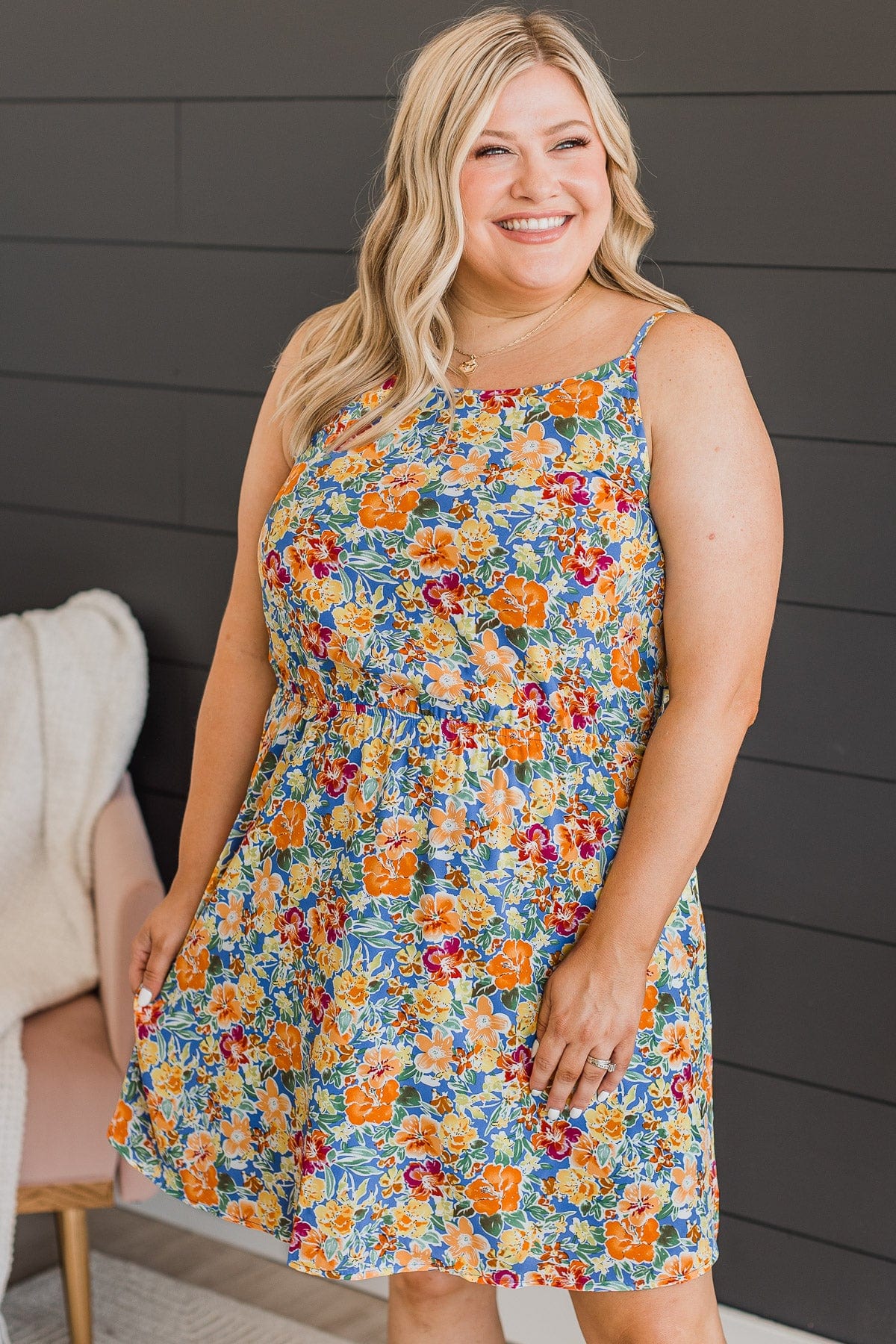 Island Getaway Floral Dress- Royal Blue - Image 2