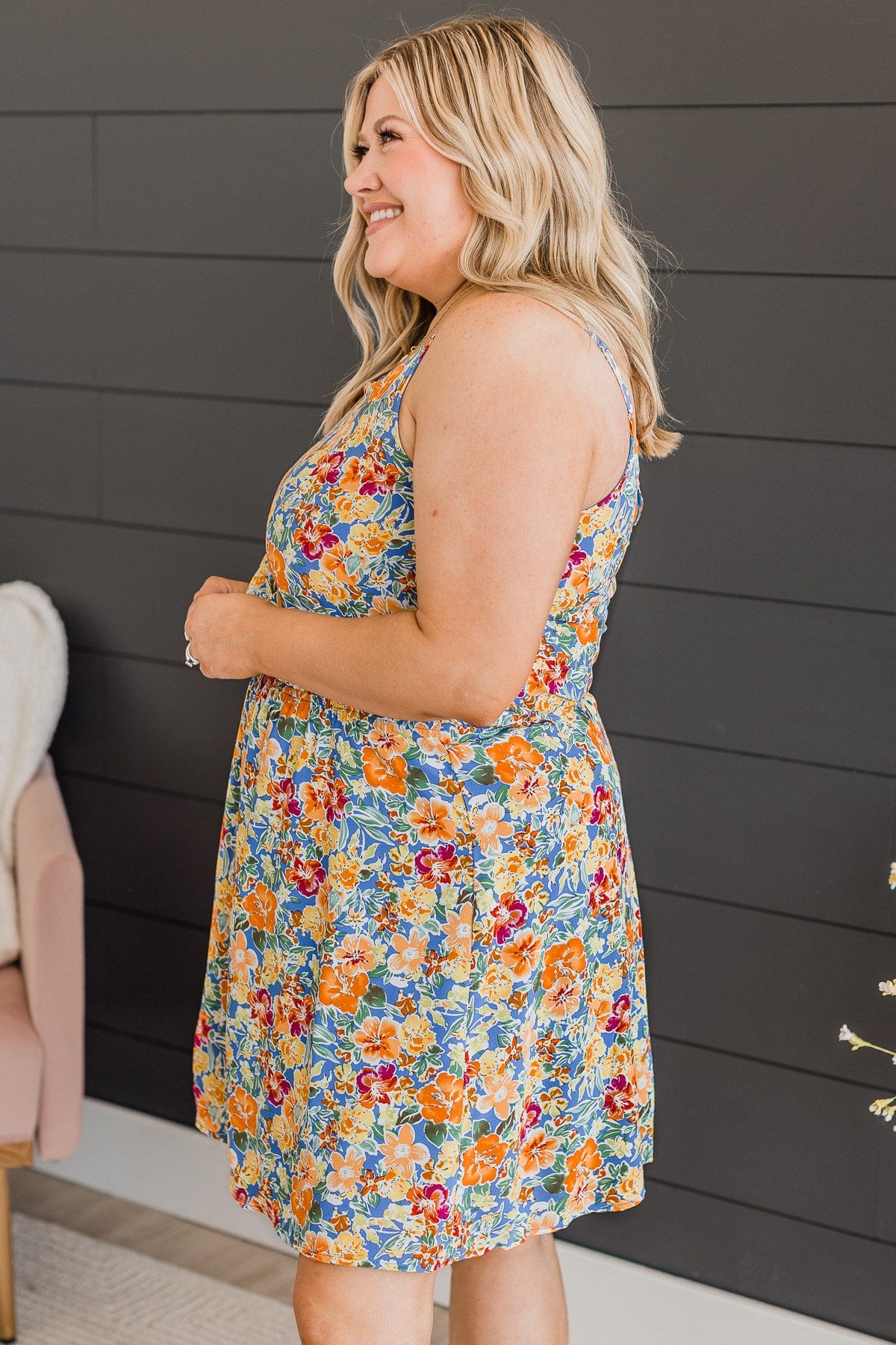 Island Getaway Floral Dress- Royal Blue - Image 6