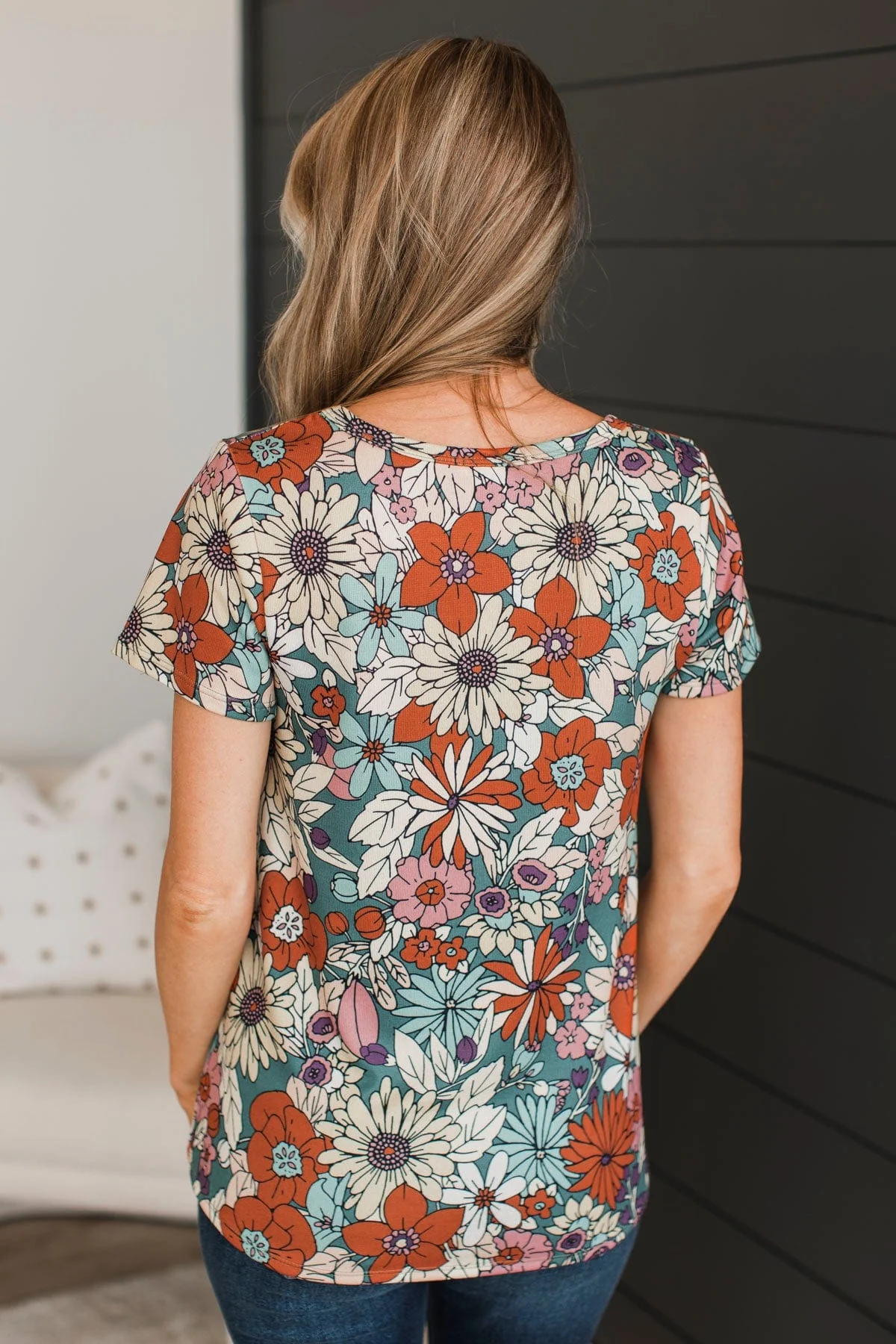 Isn't It Wonderful Floral Top- Olive & Rust - Image 6