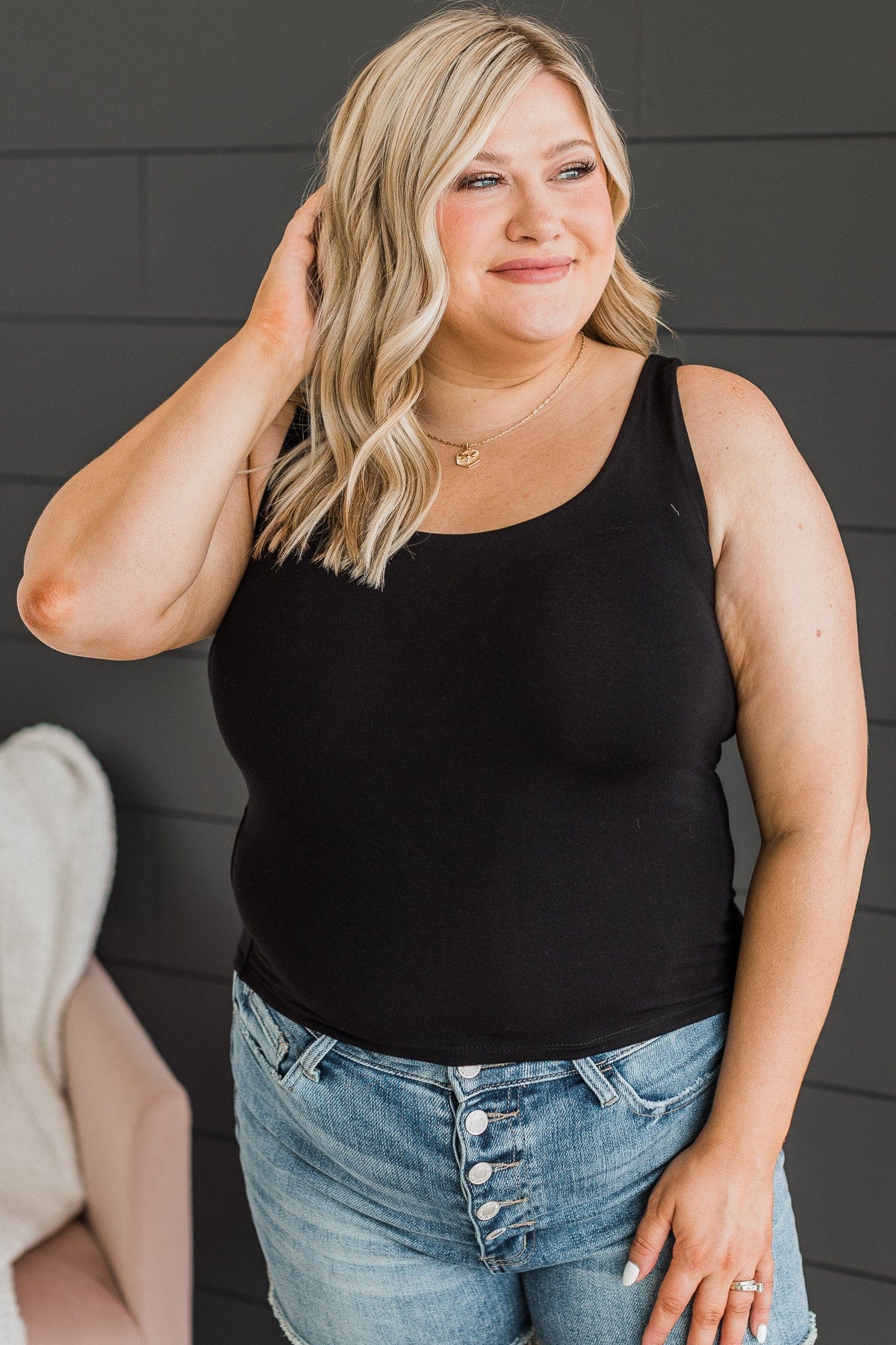 Isn't She Lovely Knit Tank Top- Black - Image 3