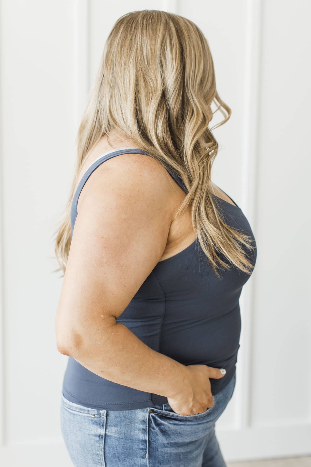 Isn't She Lovely Knit Tank Top- Dark Denim - Image 6