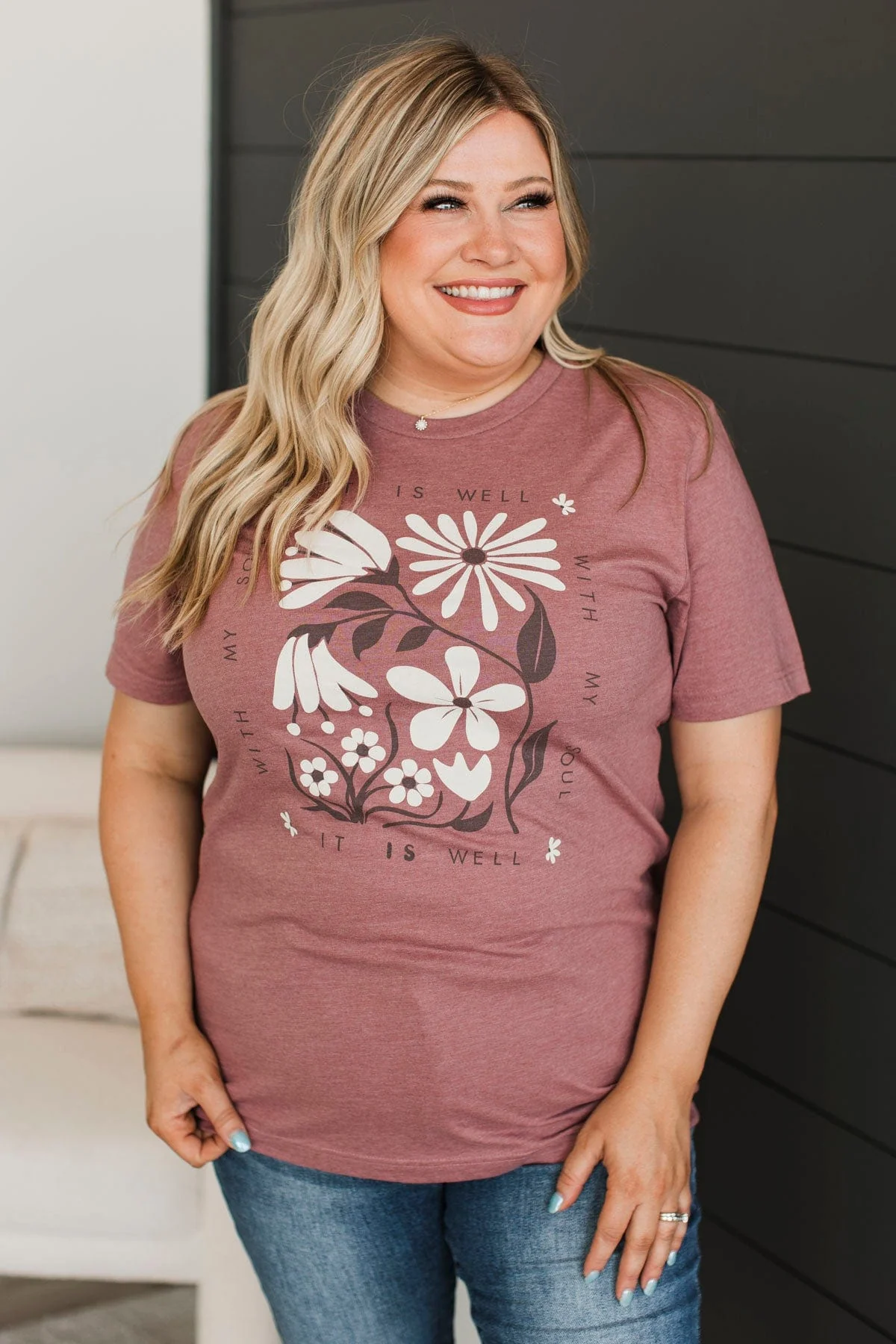 "It Is Well With My Soul" Graphic Tee- Mauve - Image 4