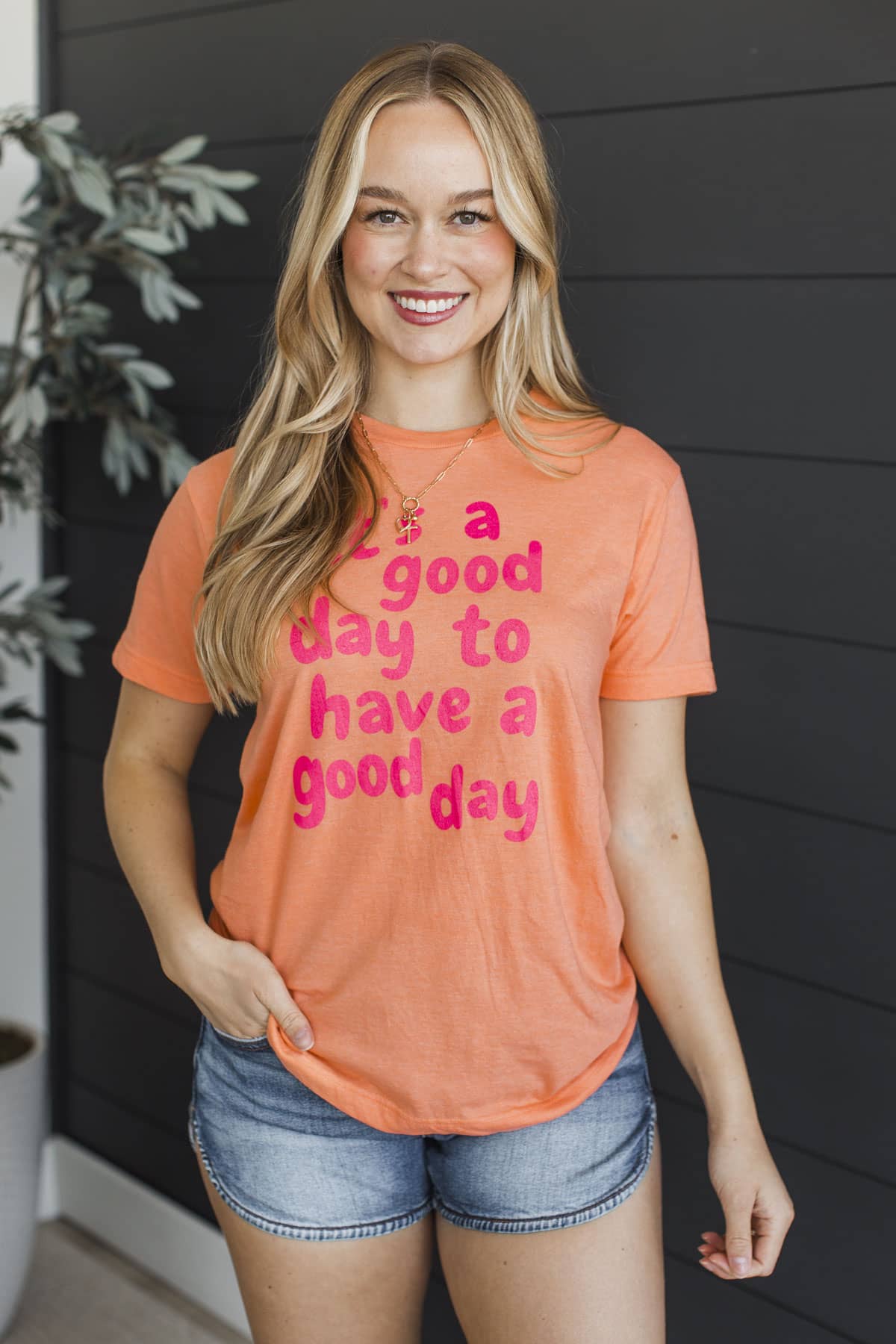 "It's A Good Day To Have A Good Day" Graphic Tee- Orange - Image 2