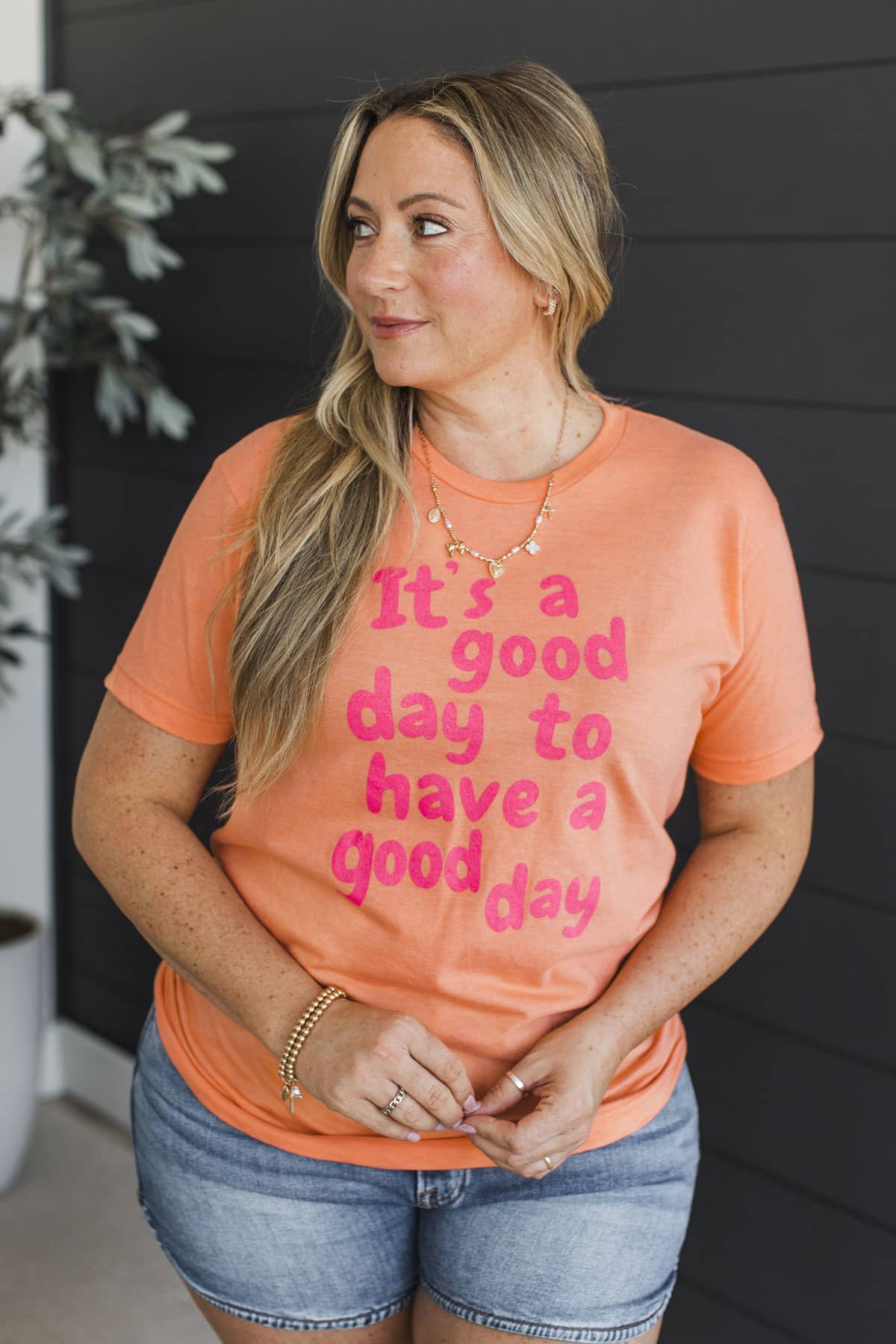 "It's A Good Day To Have A Good Day" Graphic Tee- Orange - Image 3
