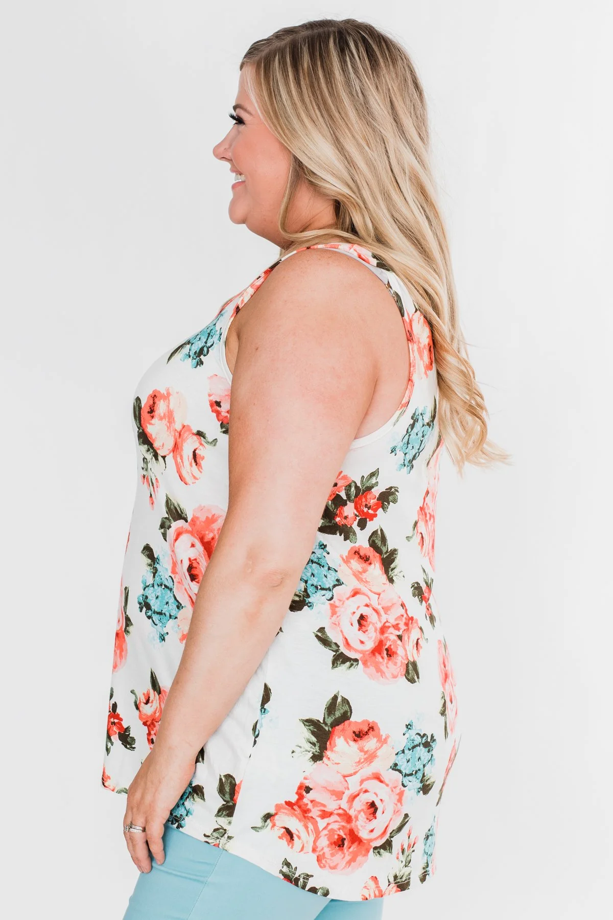 It's a Sweet Love Floral Tank Top-Ivory - Image 10