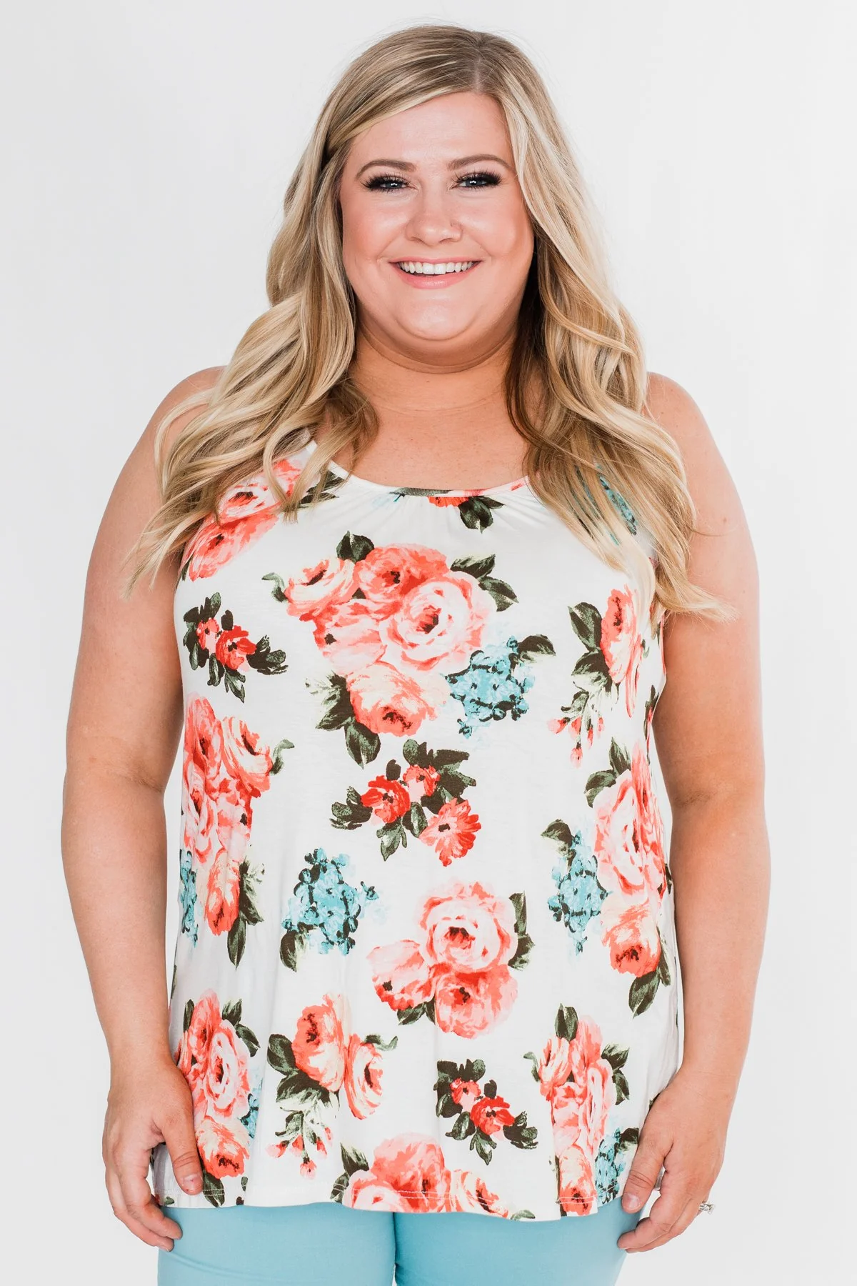 It's a Sweet Love Floral Tank Top-Ivory - Image 4