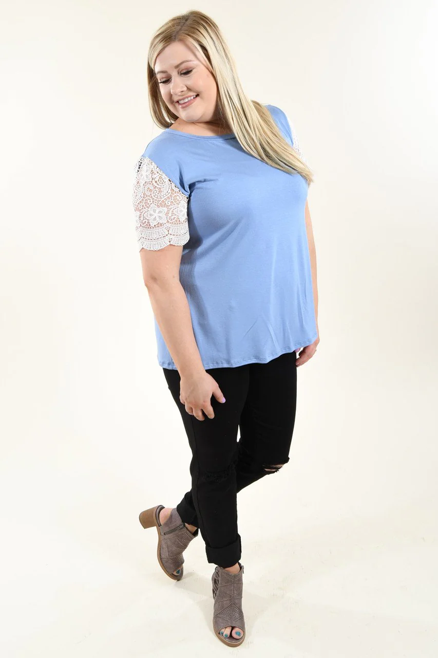It's All Cool Detail Sleeve Top ~ Blue - Image 3