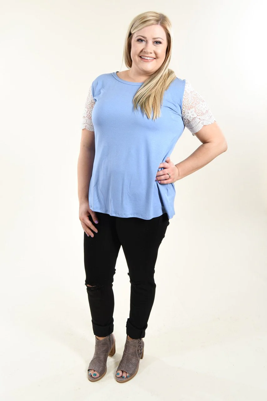 It's All Cool Detail Sleeve Top ~ Blue - Image 4
