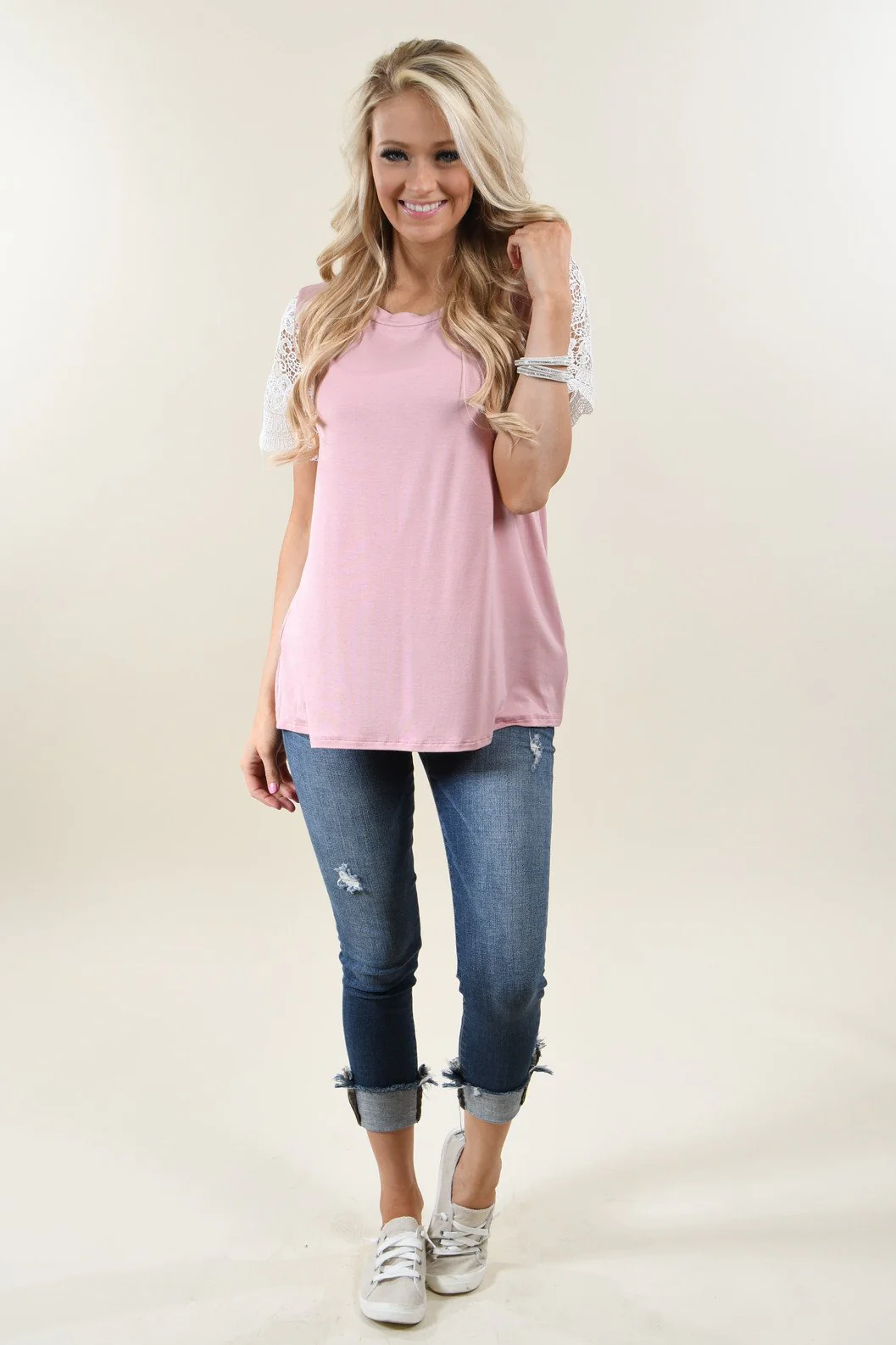 It's All Cool Detail Sleeve Top ~ Pink - Image 2