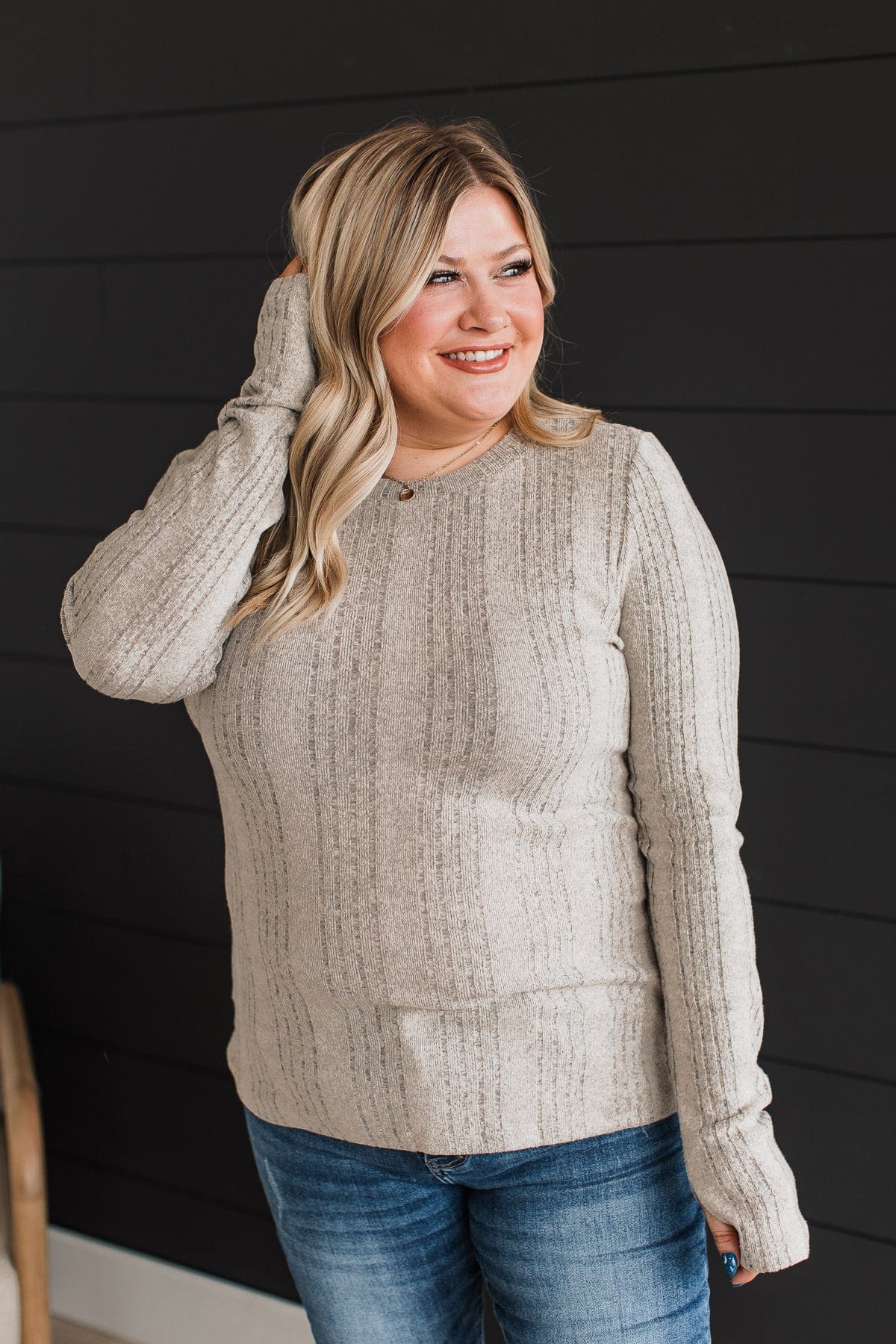 It's Been Lovely Knit Top- Light Grey - Image 4