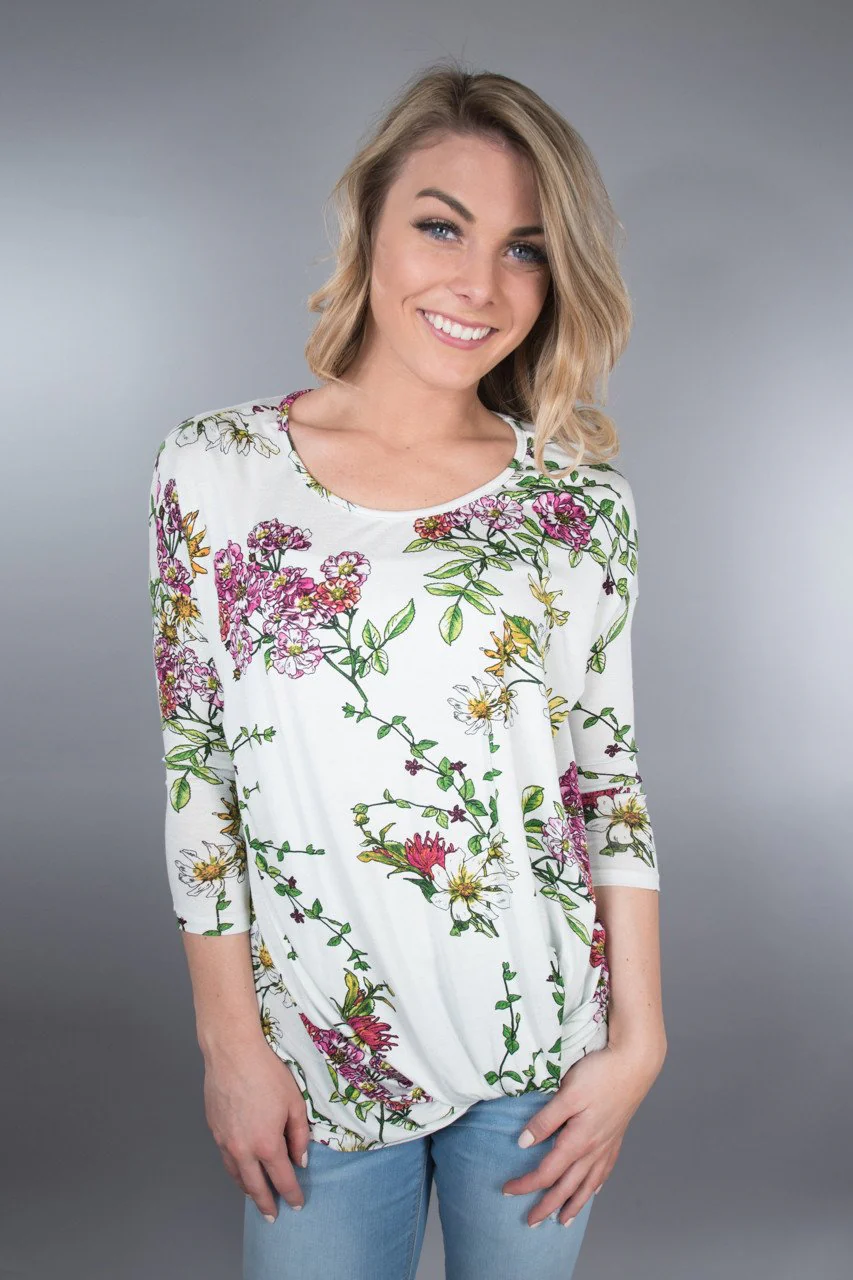 Ivory Knot Floral Top