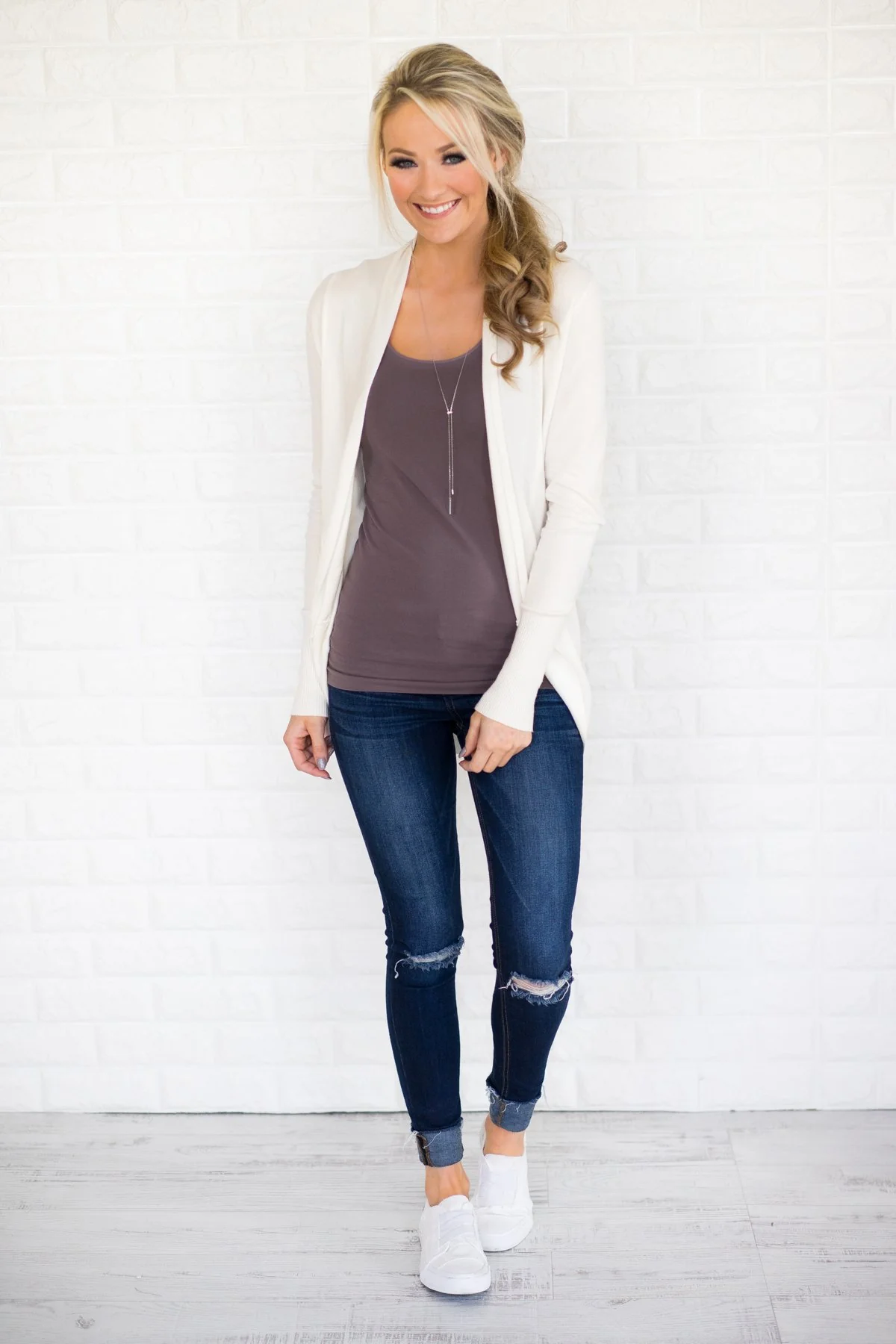 Ivory Drape Cardigan - Image 3