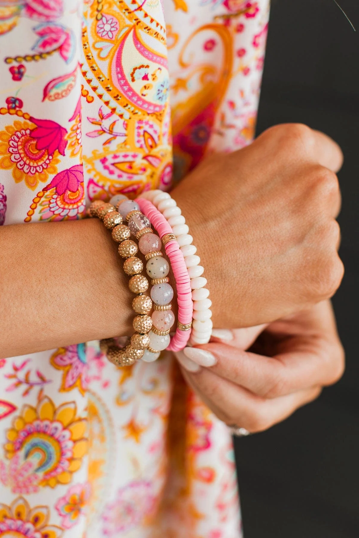 Jazz It Up Beaded Bracelet Set- Pink
