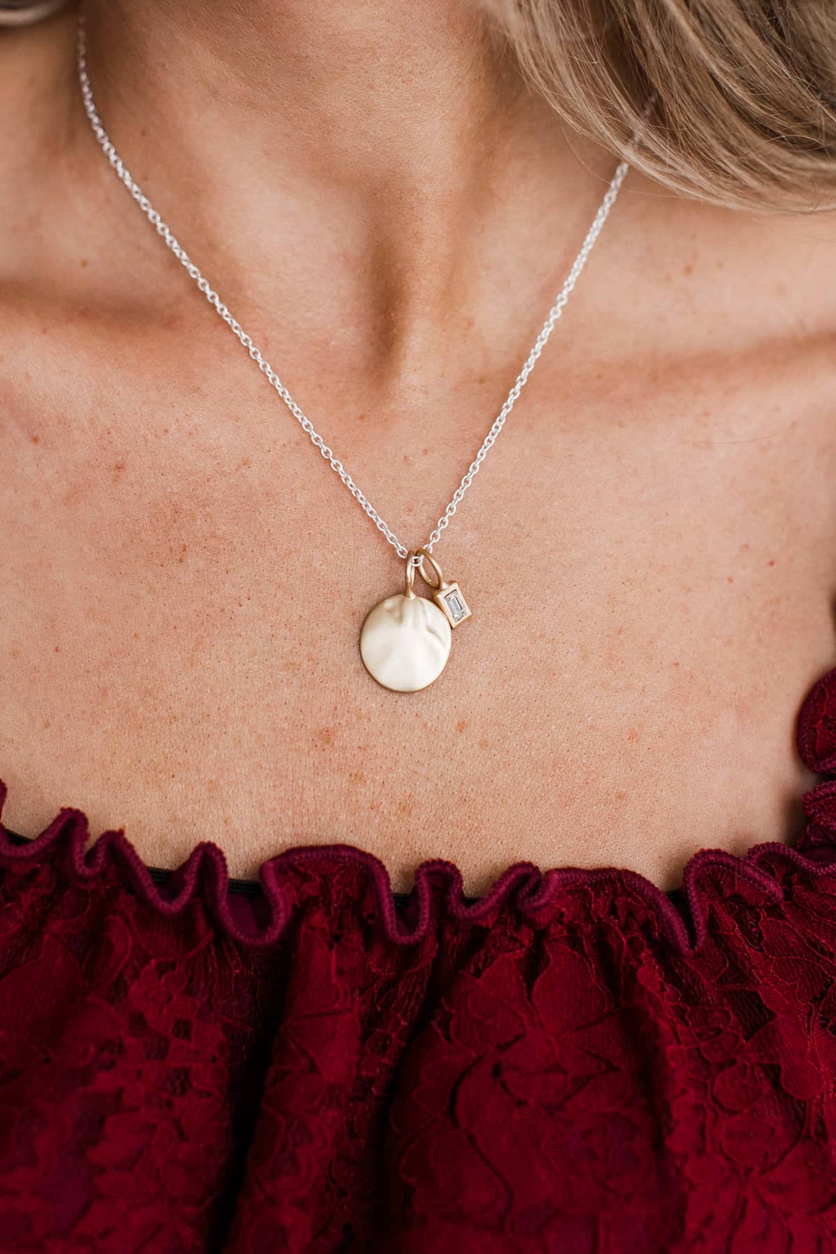 Jazzing It Up Pendant Necklace- Silver & Gold - Image 2