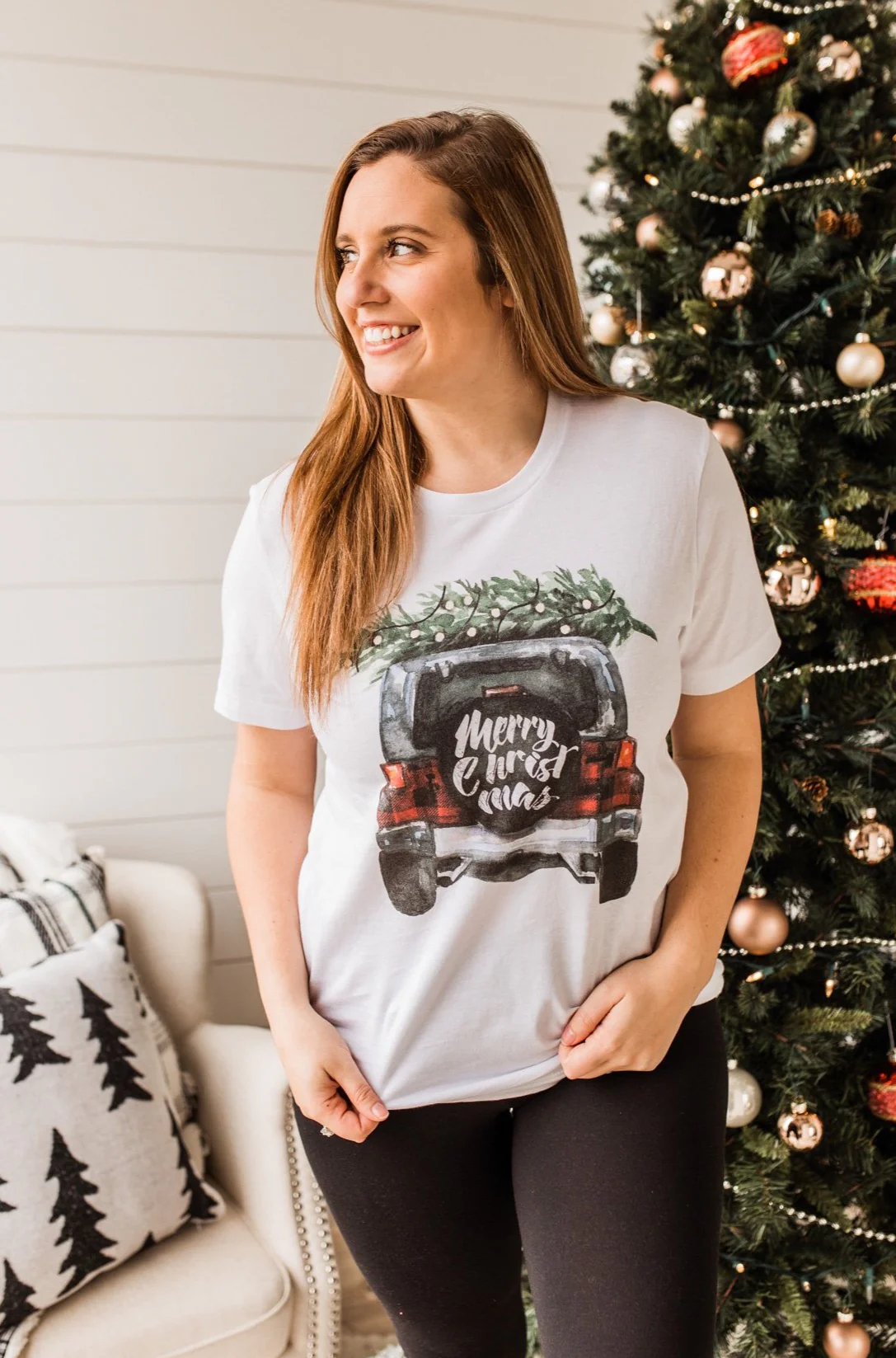 Jeep "Merry Christmas" Graphic Tee- White - Image 2