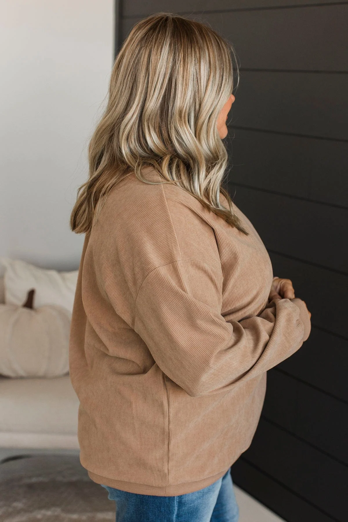 Jess Lea Corded Velvet Pullover Top- Tan - Image 6