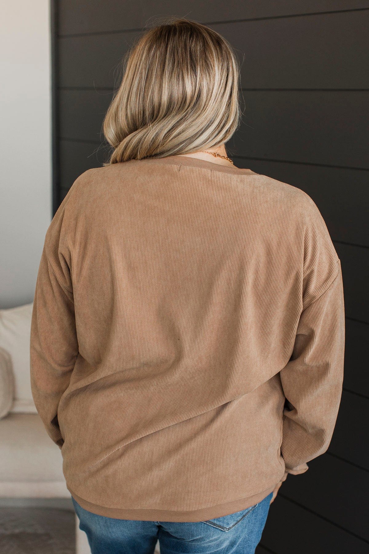 Jess Lea Corded Velvet Pullover Top- Tan - Image 8