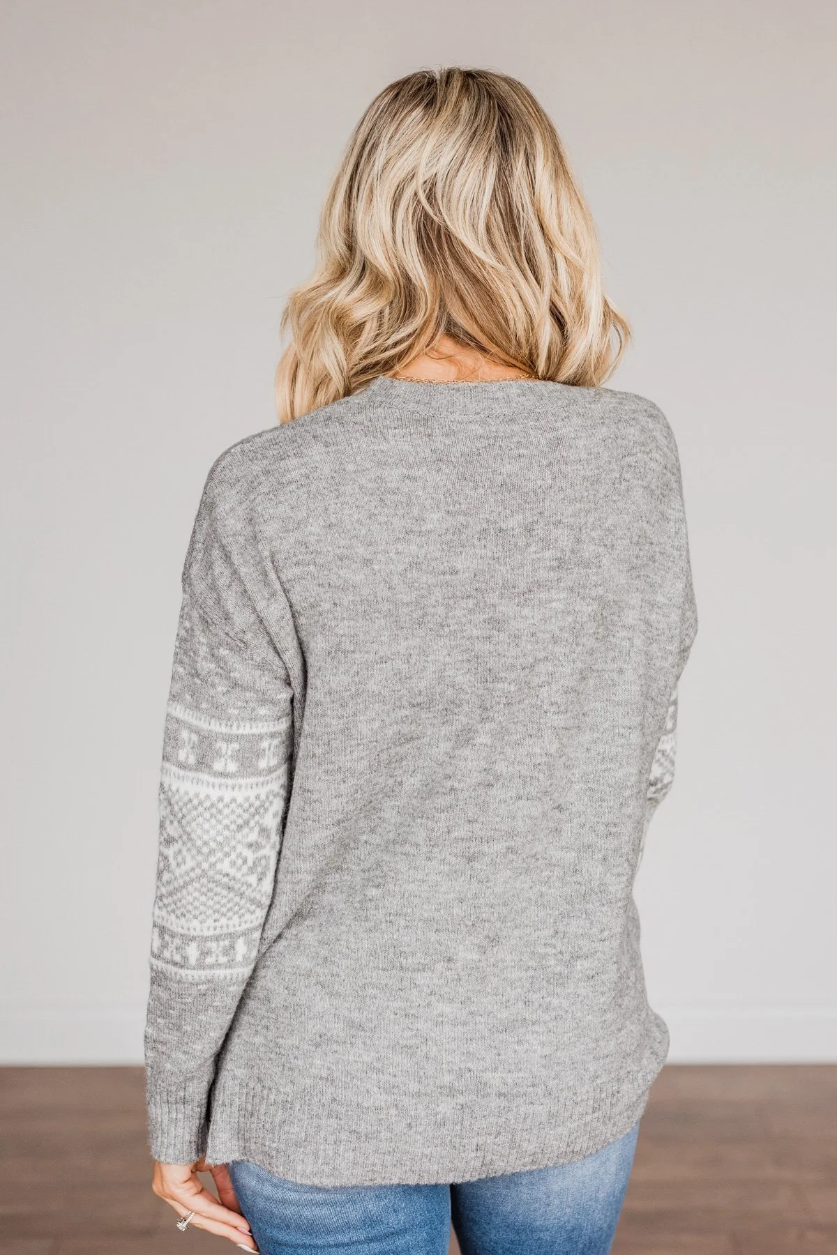 Jolly Spirits Knit Sweater- Grey & White - Image 11