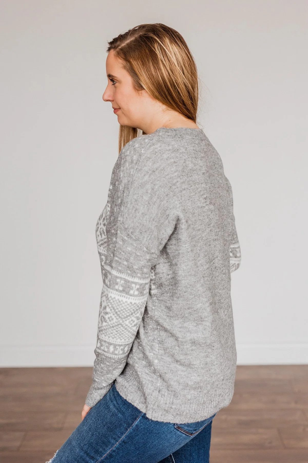 Jolly Spirits Knit Sweater- Grey & White - Image 9