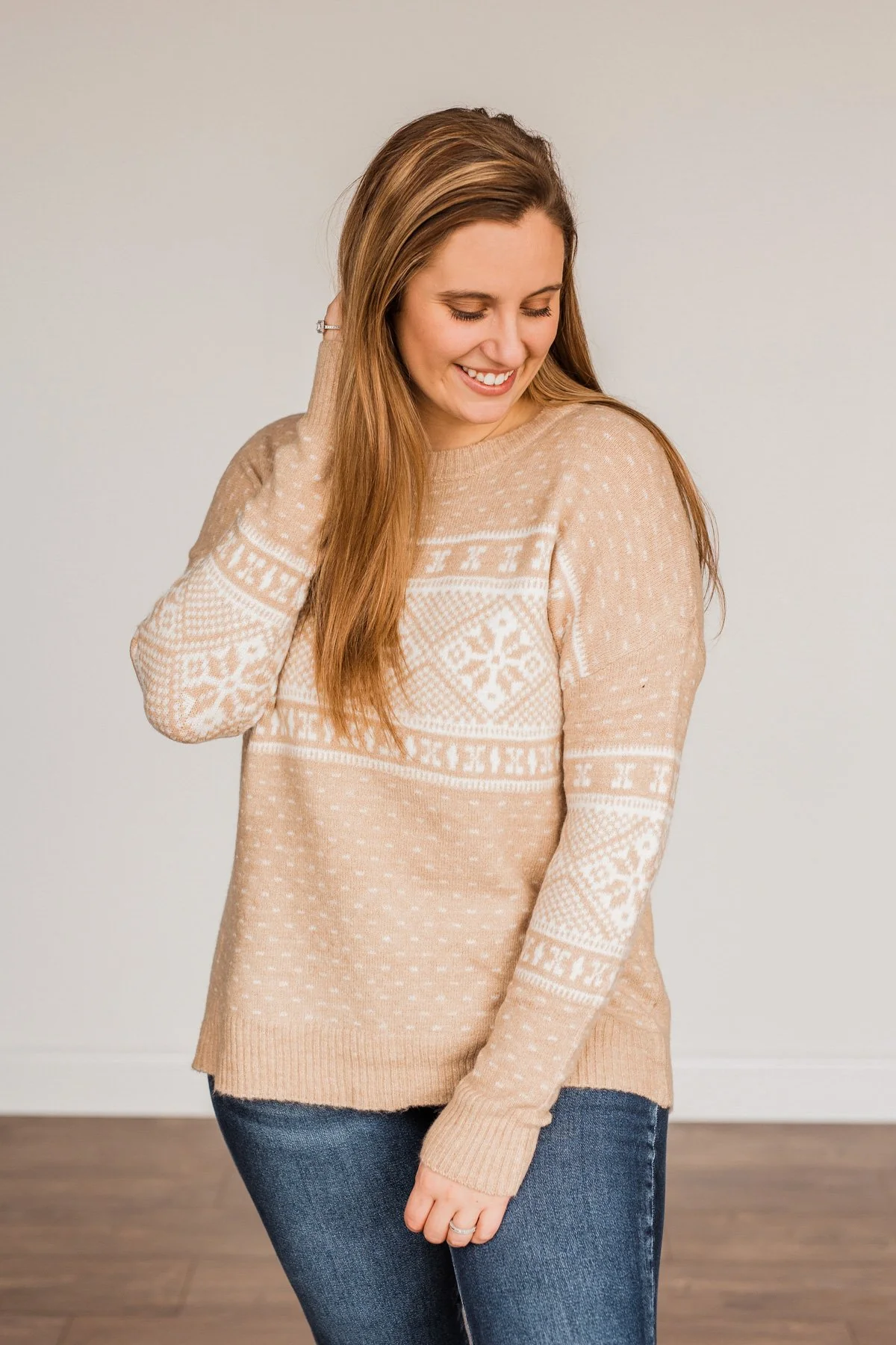 Jolly Spirits Knit Sweater- Beige & White - Image 6
