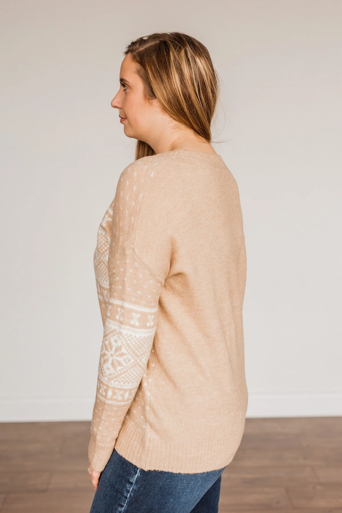 Jolly Spirits Knit Sweater- Beige & White - Image 7