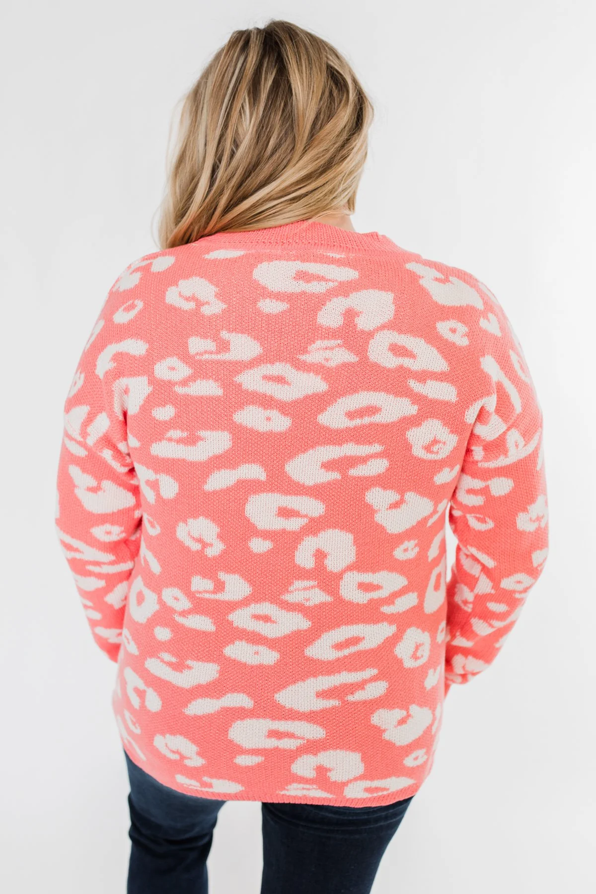 Journey Into The Jungle Leopard Sweater- Coral - Image 13