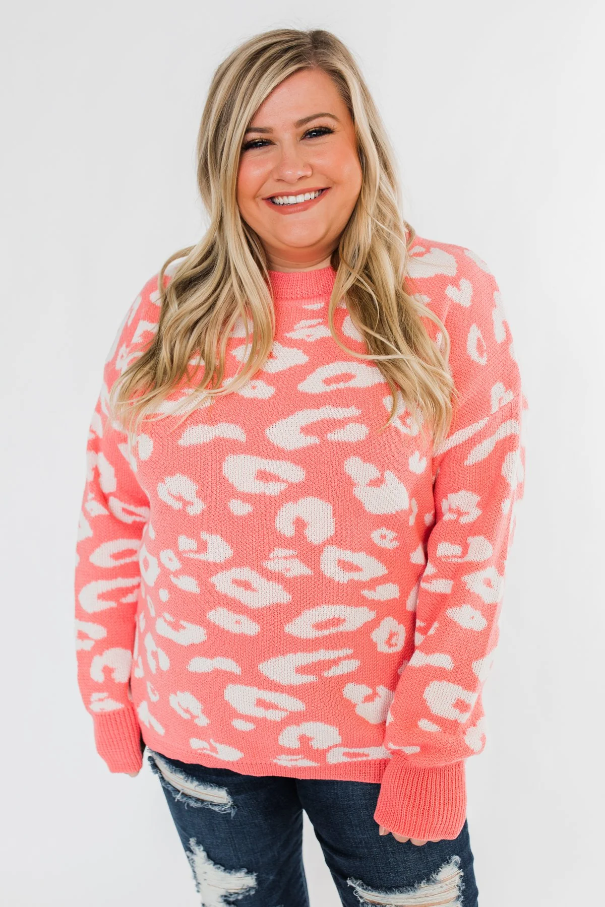 Journey Into The Jungle Leopard Sweater- Coral - Image 9