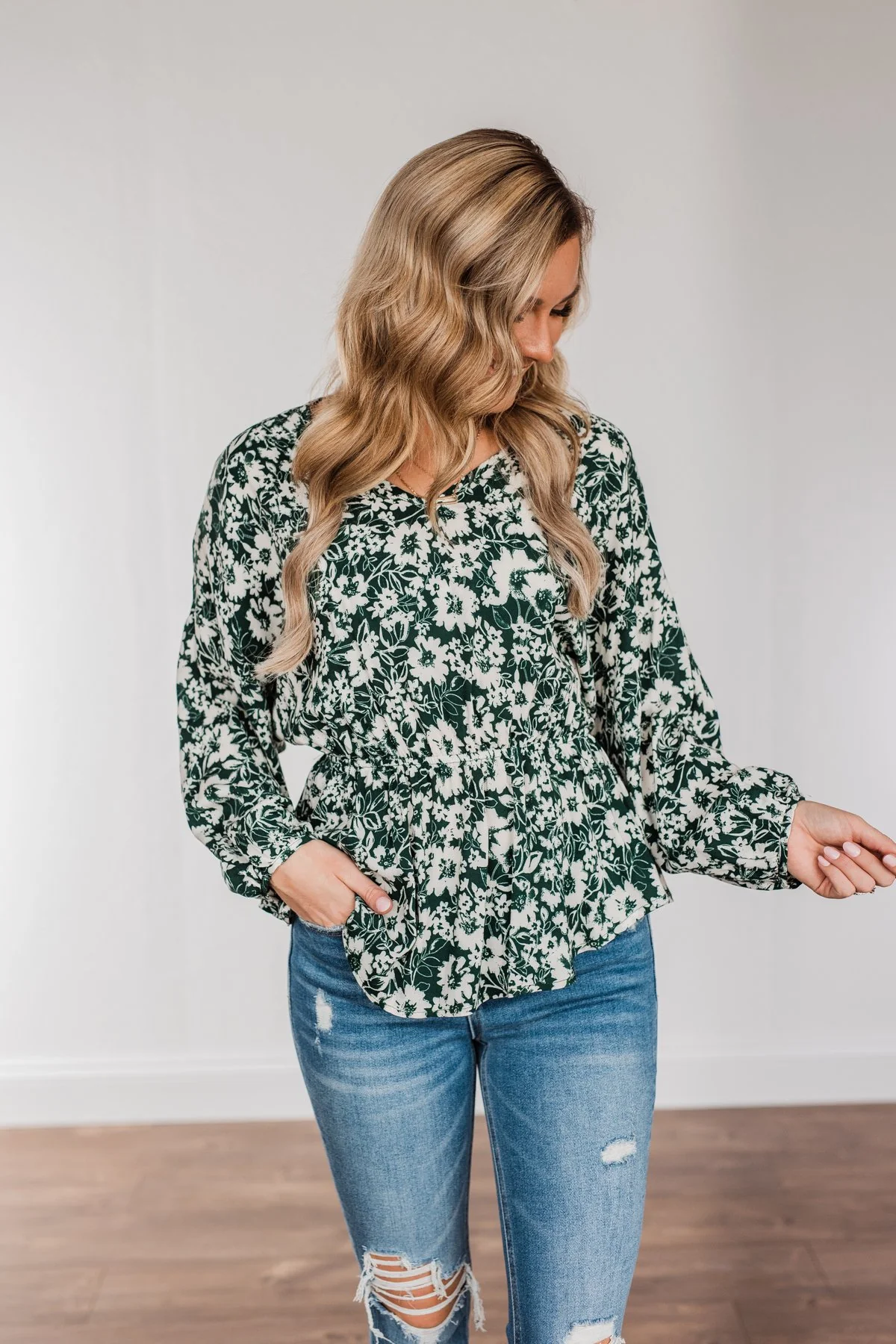 Joy to the World Long Sleeve Blouse- Hunter Green - Image 6