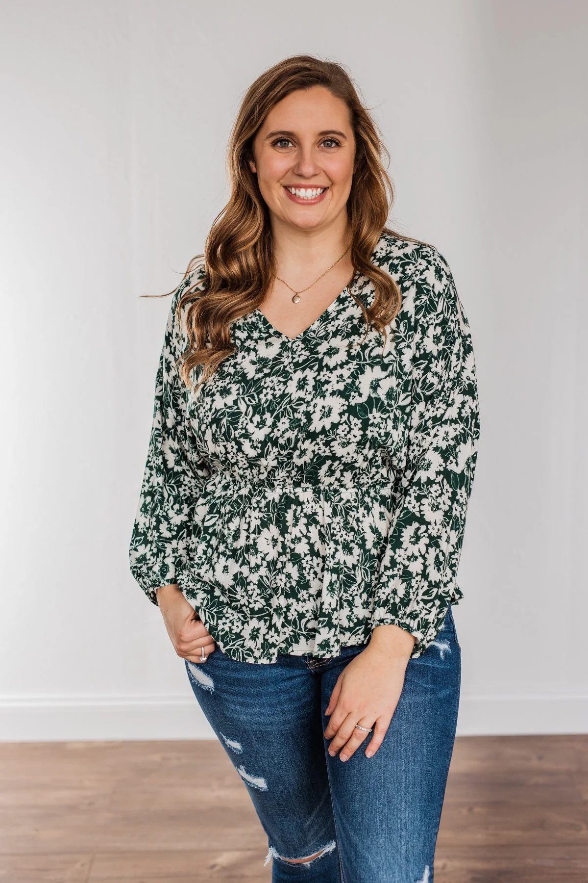 Joy to the World Long Sleeve Blouse- Hunter Green - Image 7