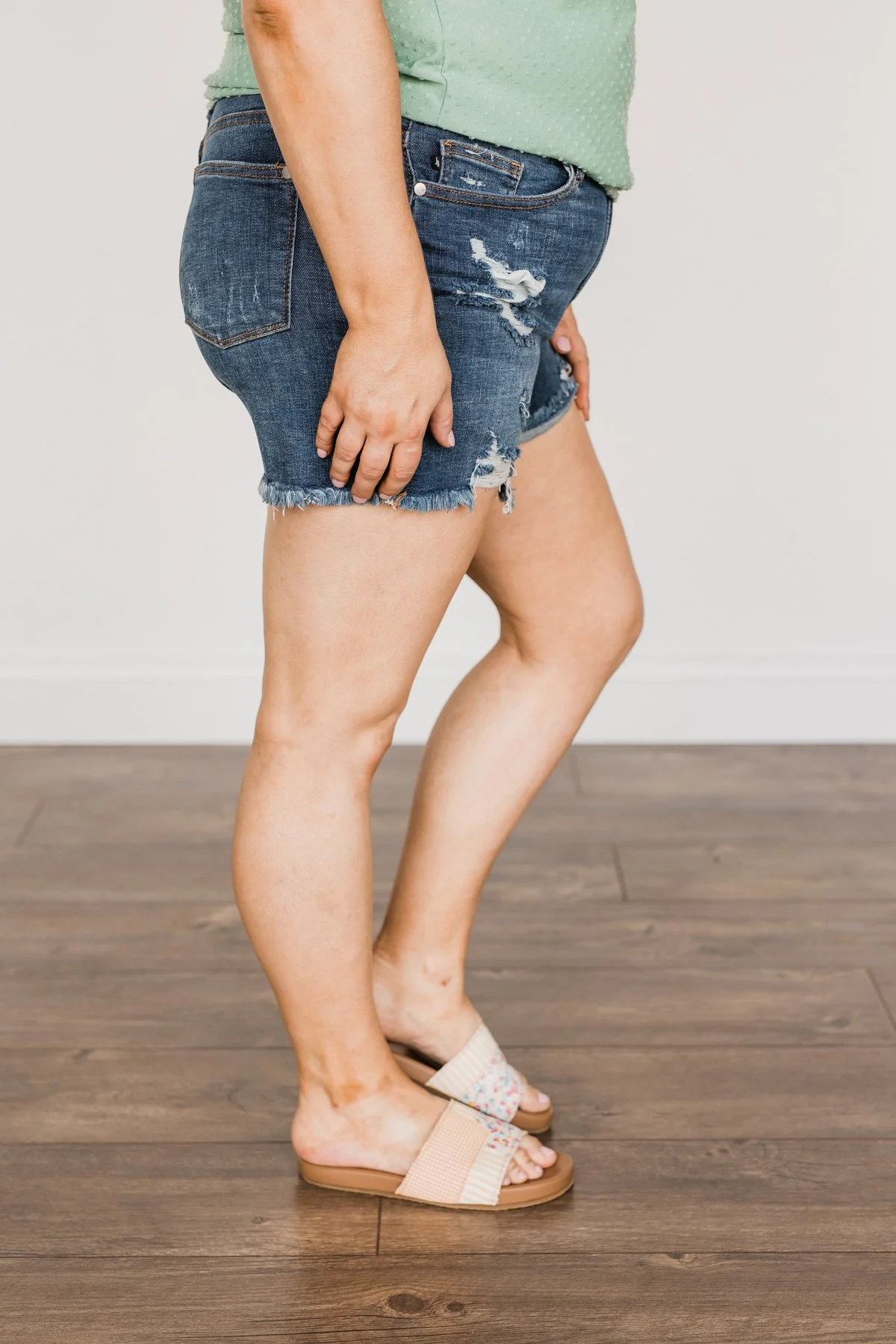 Judy Blue Distressed Shorts- June Wash - Image 7