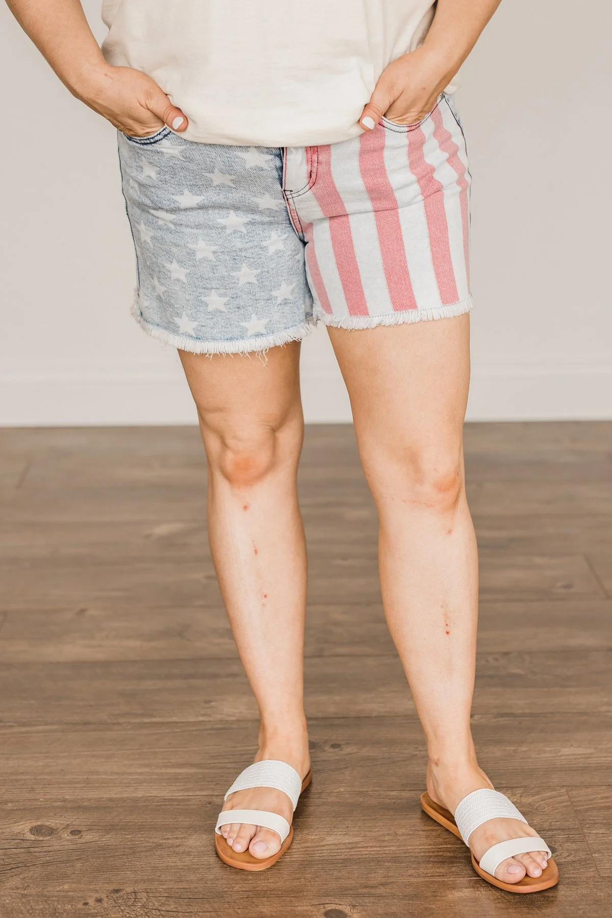 Judy Blue Frayed Hem Shorts- USA Flag Print - Image 3