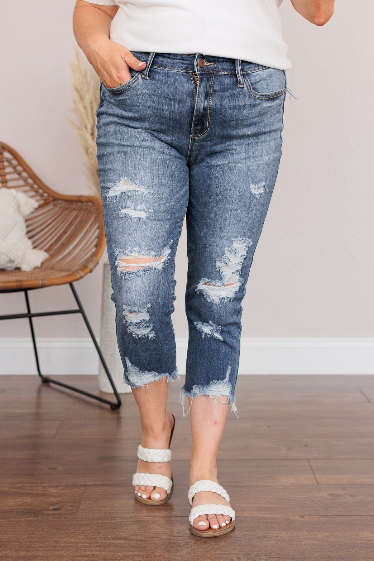 Judy Blue Mid-Rise Capris- Florence Wash - Image 3