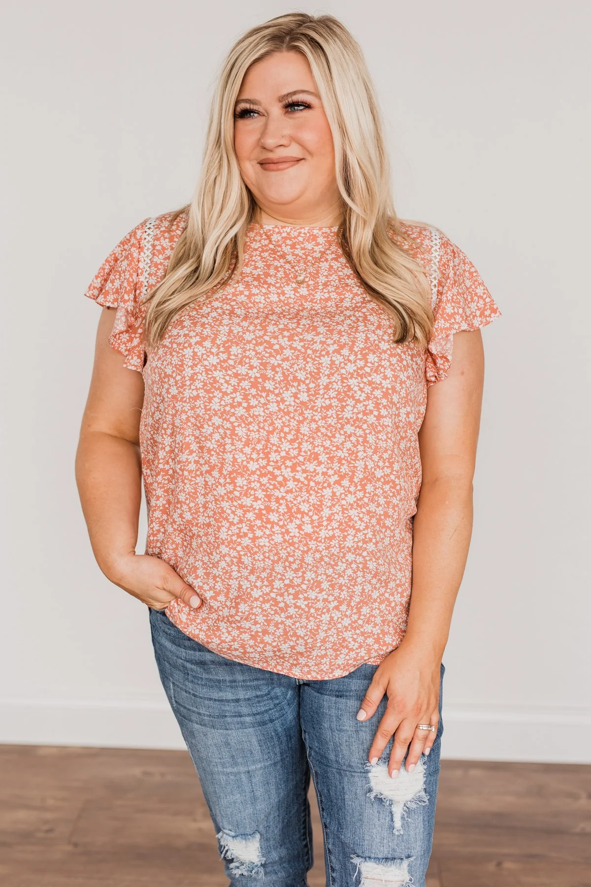 Jump For Joy Floral Blouse- Dusty Coral - Image 4