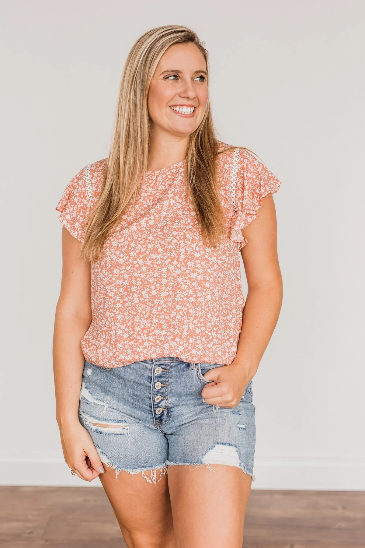 Jump For Joy Floral Blouse- Dusty Coral - Image 5
