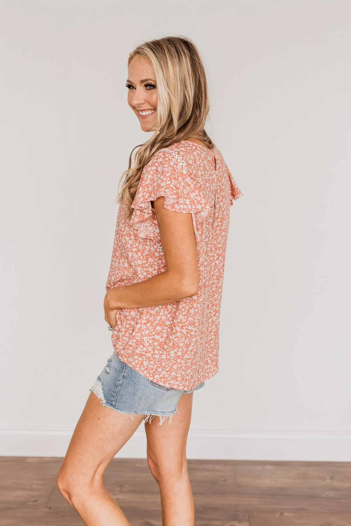 Jump For Joy Floral Blouse- Dusty Coral - Image 7