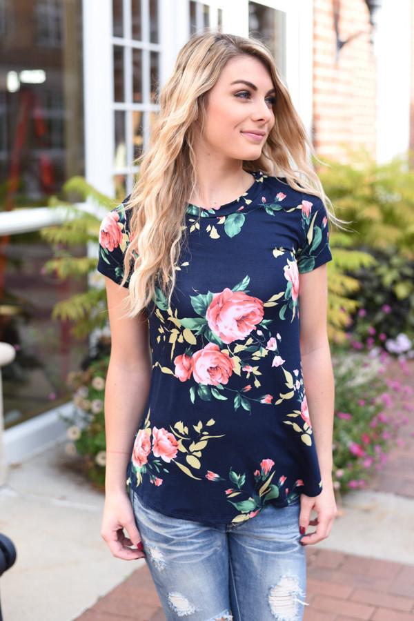 Jump On It Floral Tee ~ Blue - Image 3