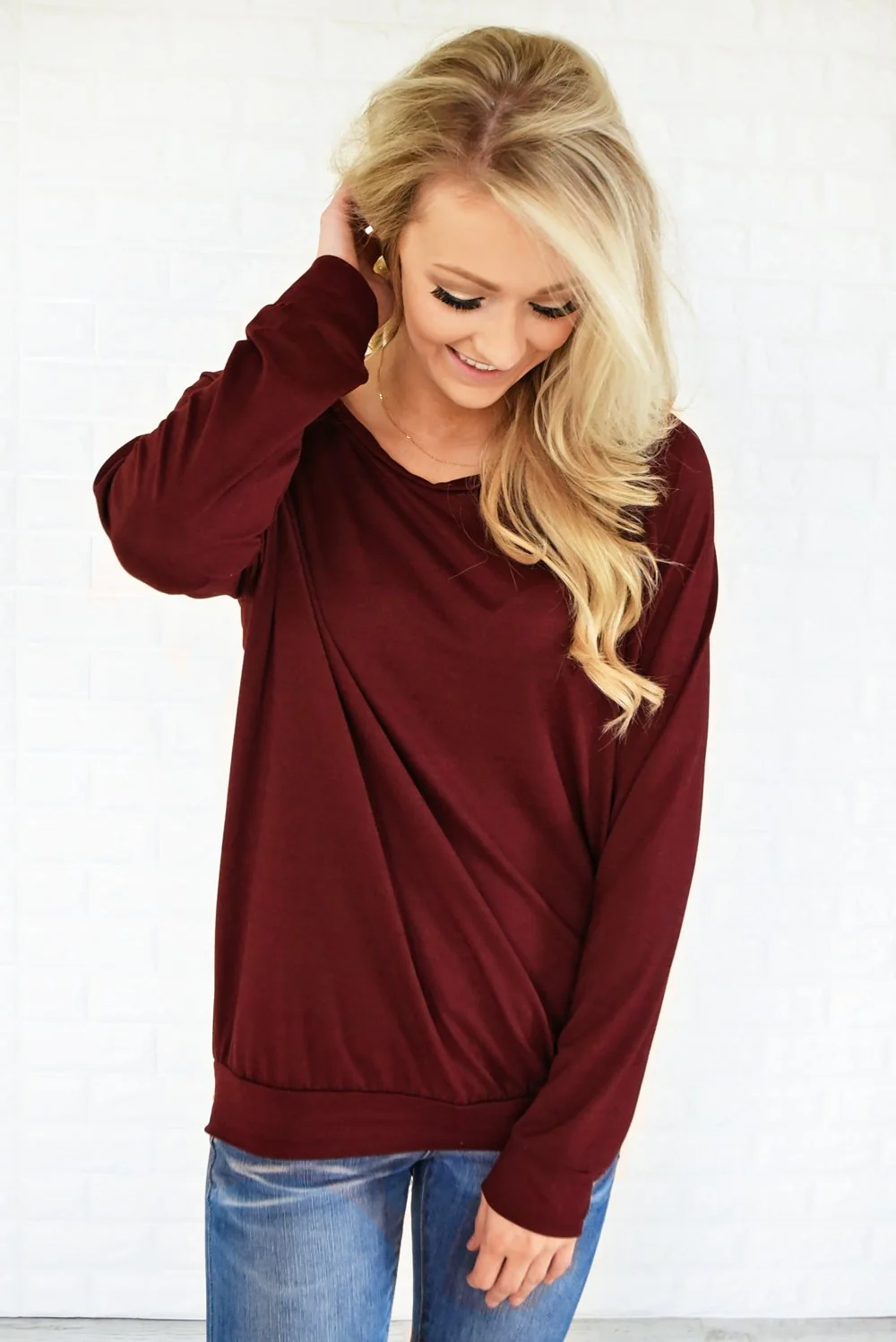 Just a Crush Sweater ~ Burnt Maroon - Image 2