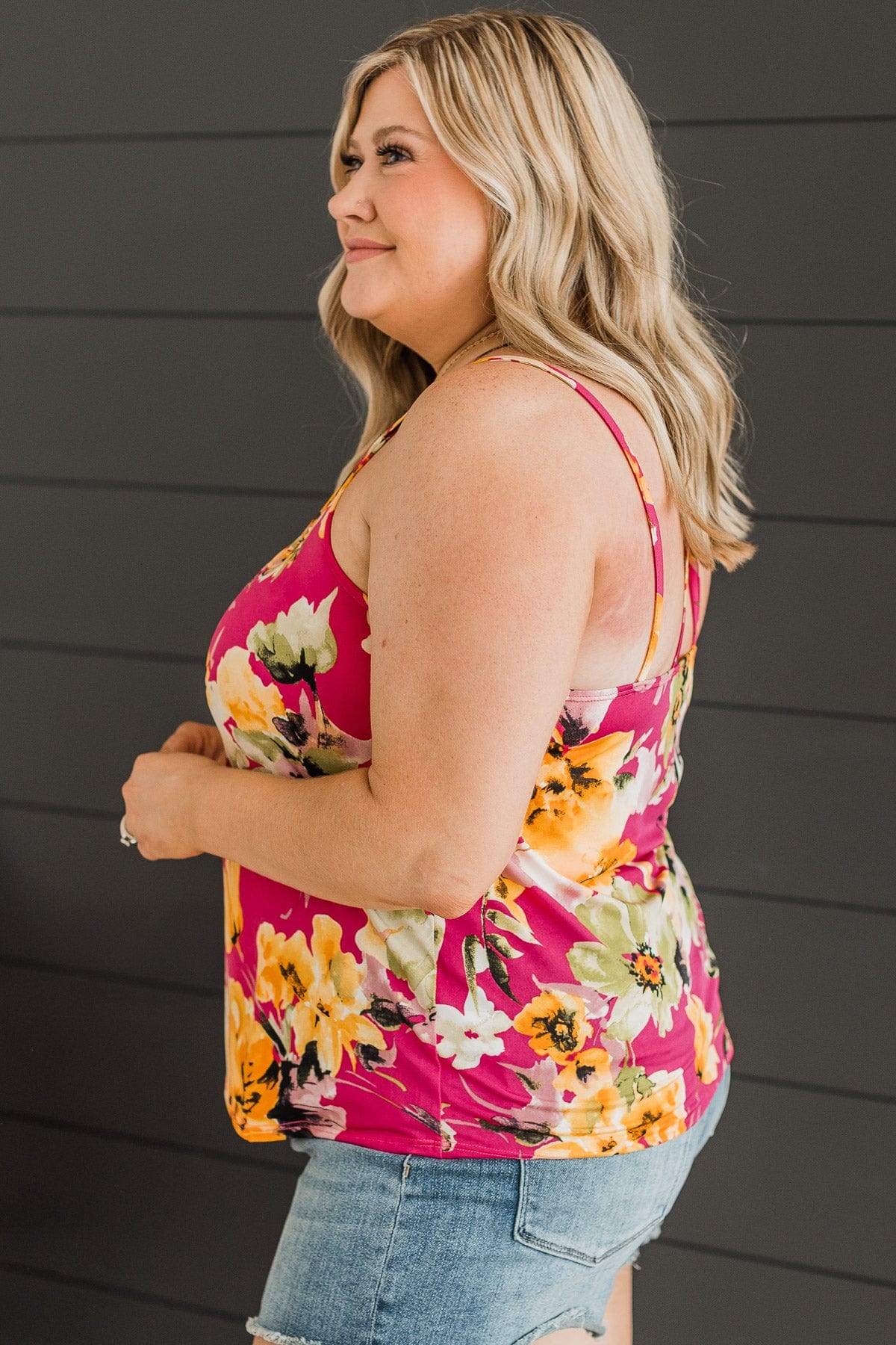 Just A Crush Floral Tank Top- Hot Pink - Image 6