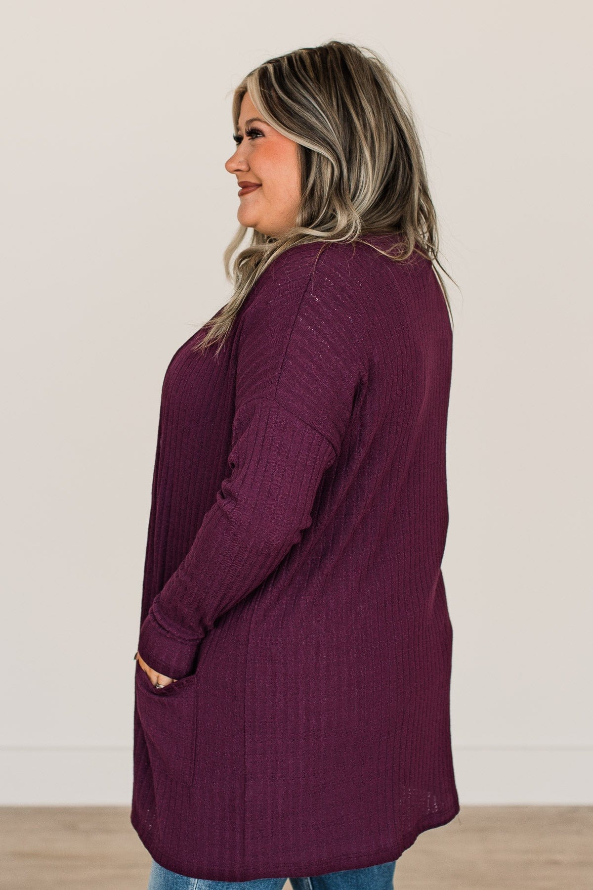Just A Feeling Knit Cardigan- Plum - Image 7