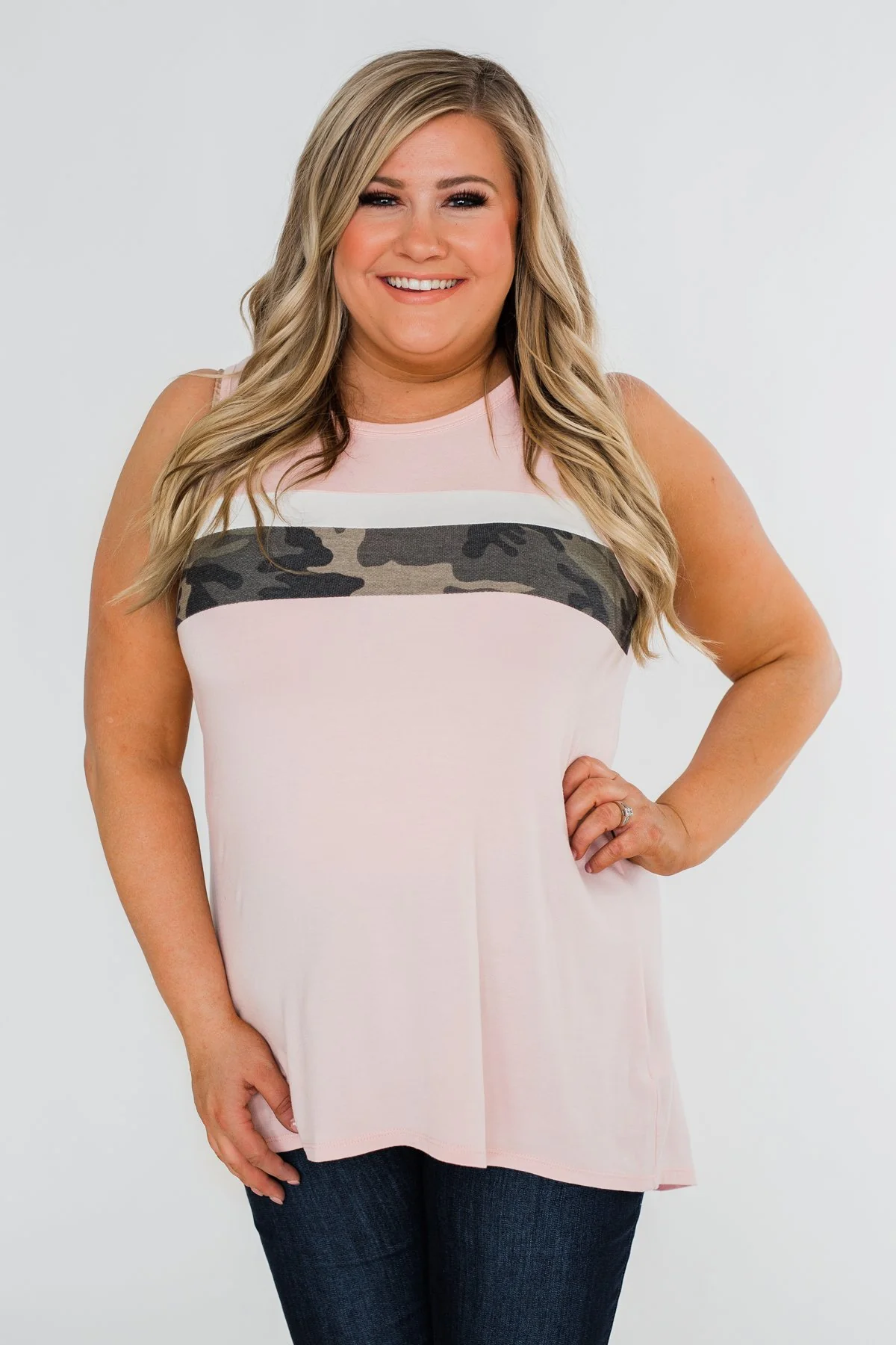 Just A Hint Of Camo Tank Top- Blush