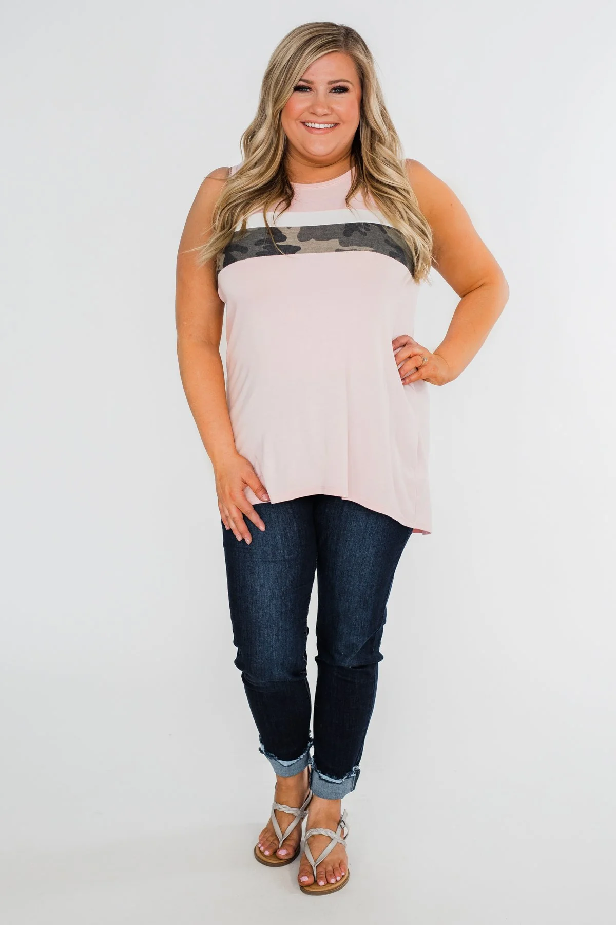 Just A Hint Of Camo Tank Top- Blush - Image 15